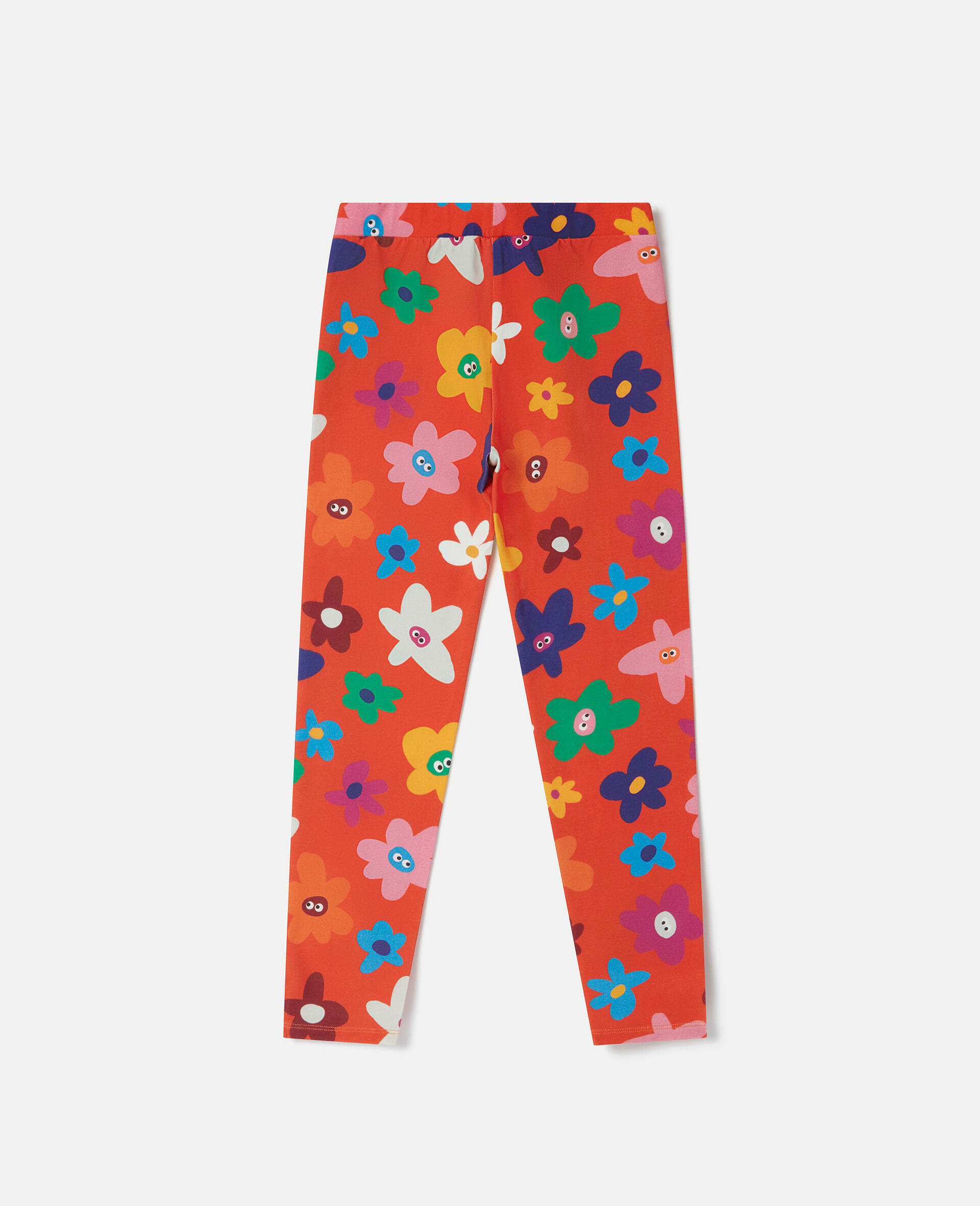 Smiling Flower Print Leggings-Red-large image number 2