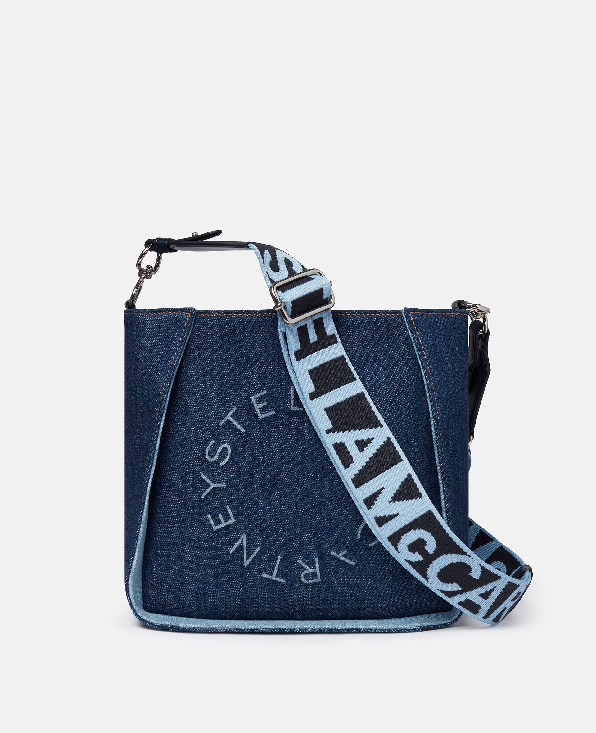 Stella Logo Eco Denim Shoulder Bag-Blue-large