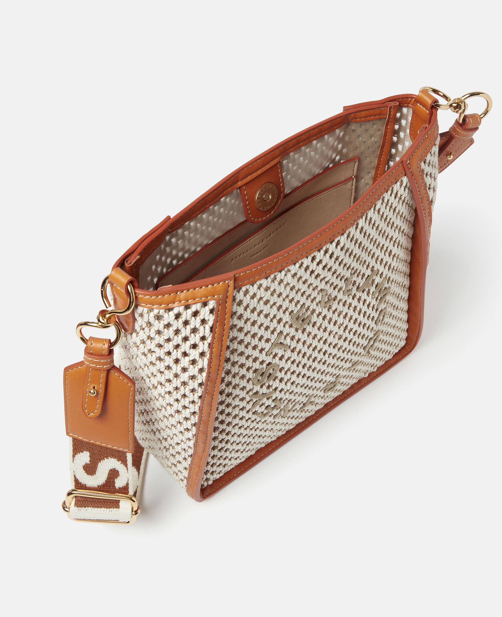 Stella Logo Rope Mesh Shoulder Bag-Beige-large image number 2