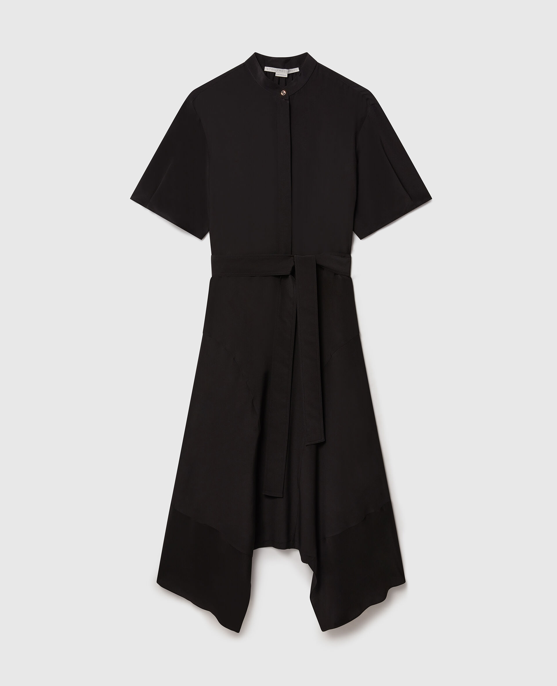 Robe chemise en crêpe de Chine de soie-Noir-medium