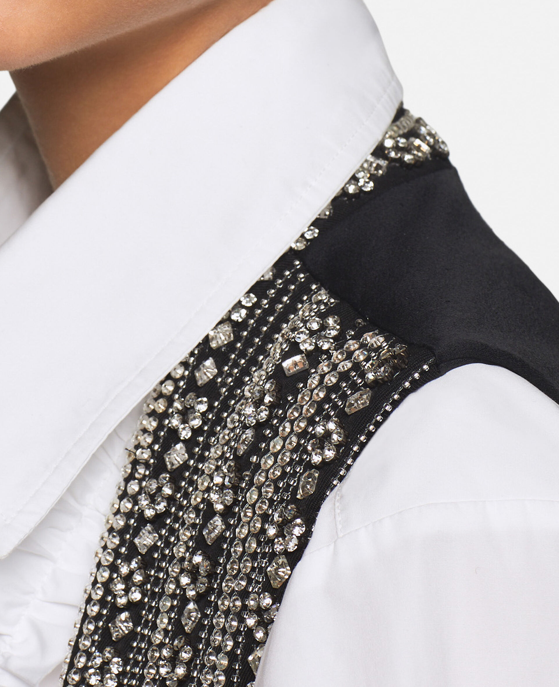 Crystal Embellished Wool Tuxedo Waistcoat -Silver-large image number 4