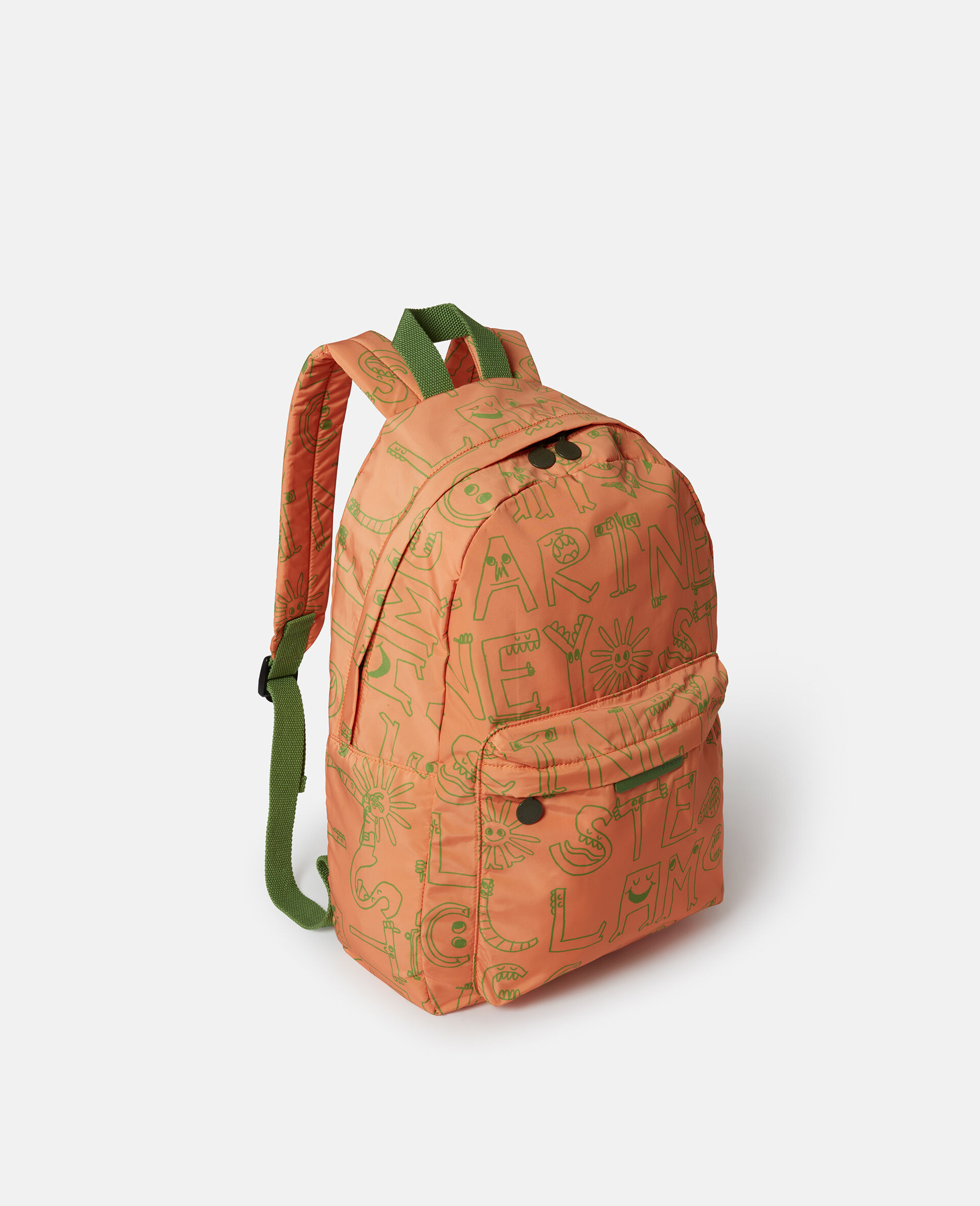 Lettering Print Backpack-Orange-large image number 1