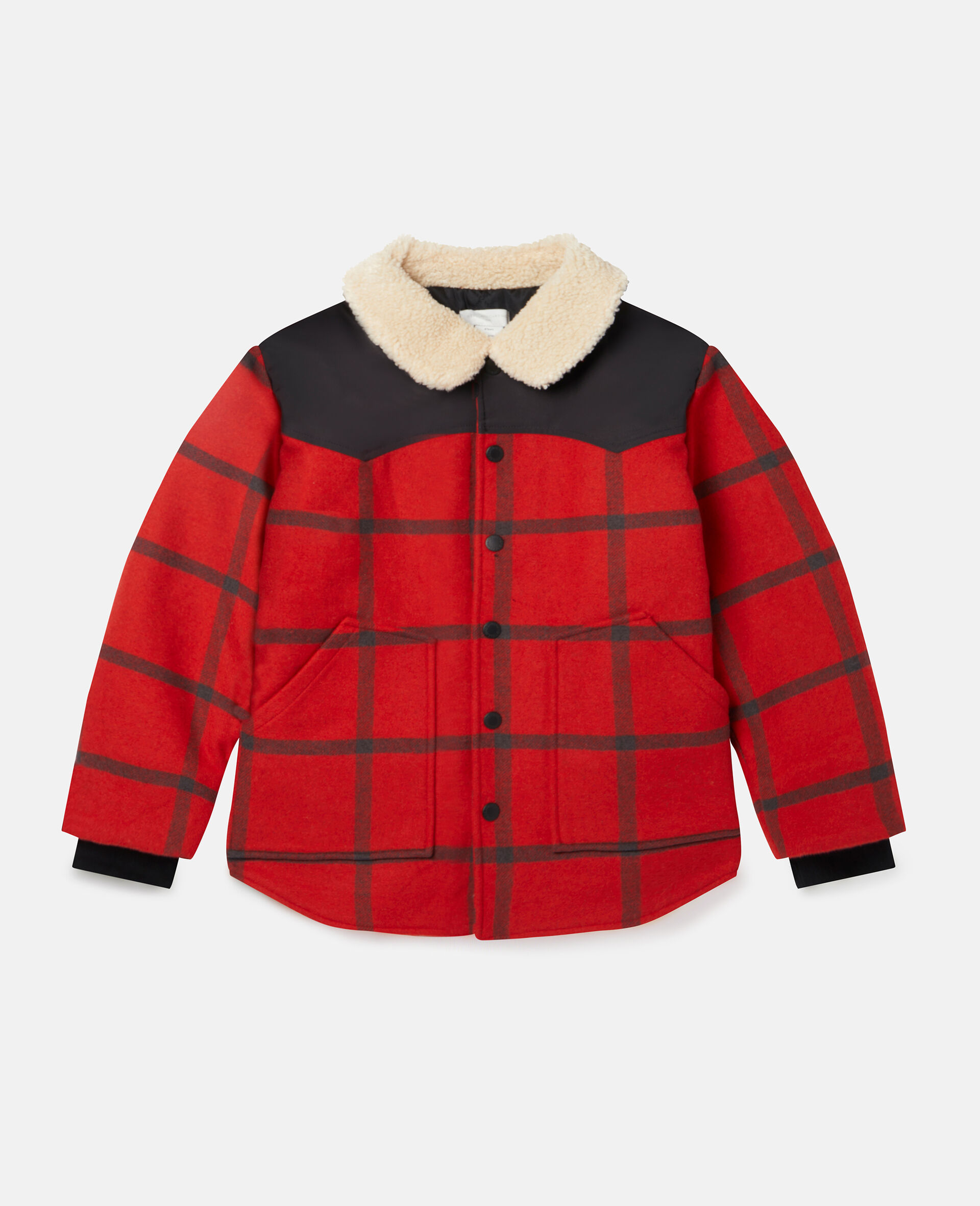 Check Teddy Jacket-Red-large image number 0