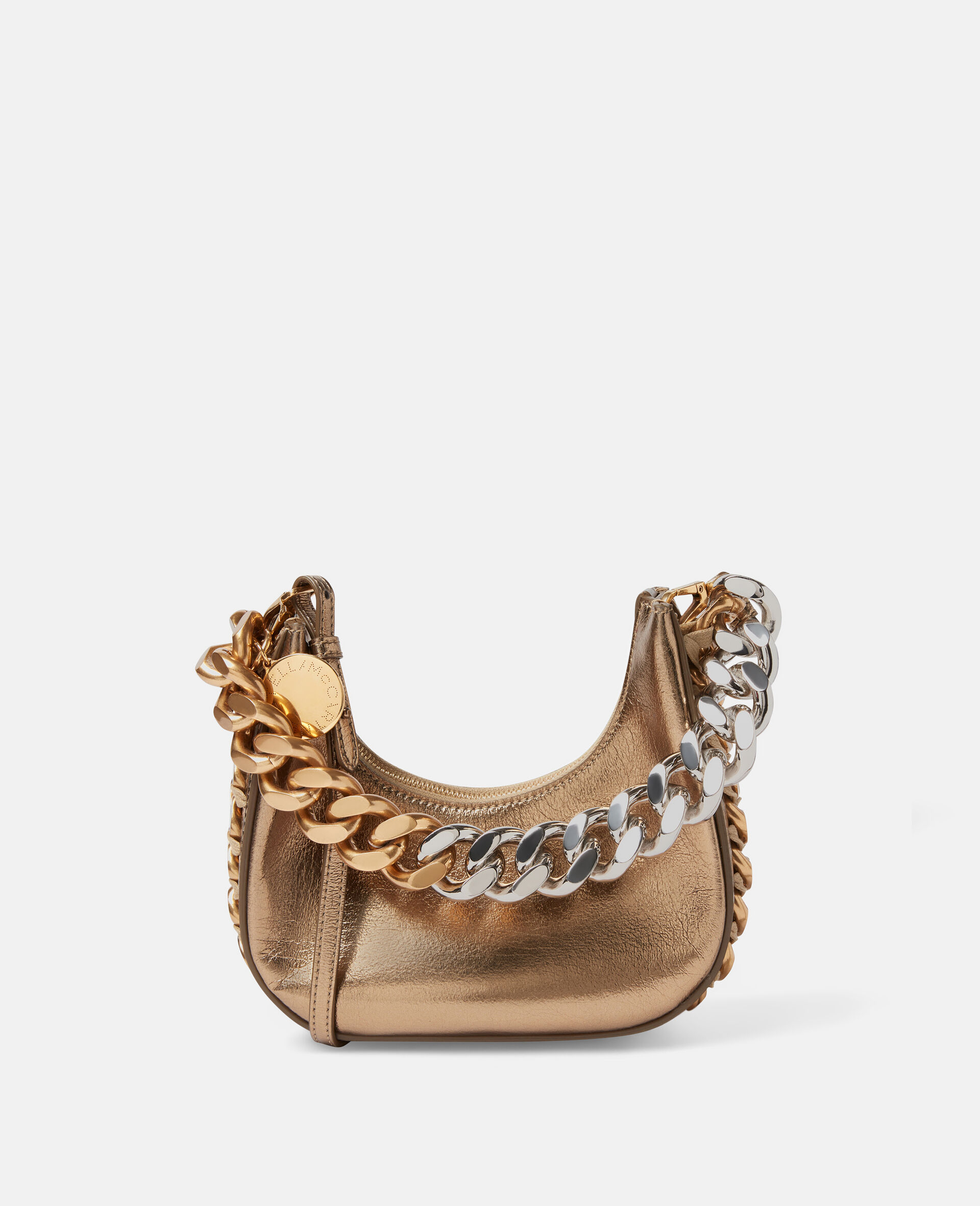 Frayme Metallic Zipped Mini Hobo Bag-Brown-large image number 0