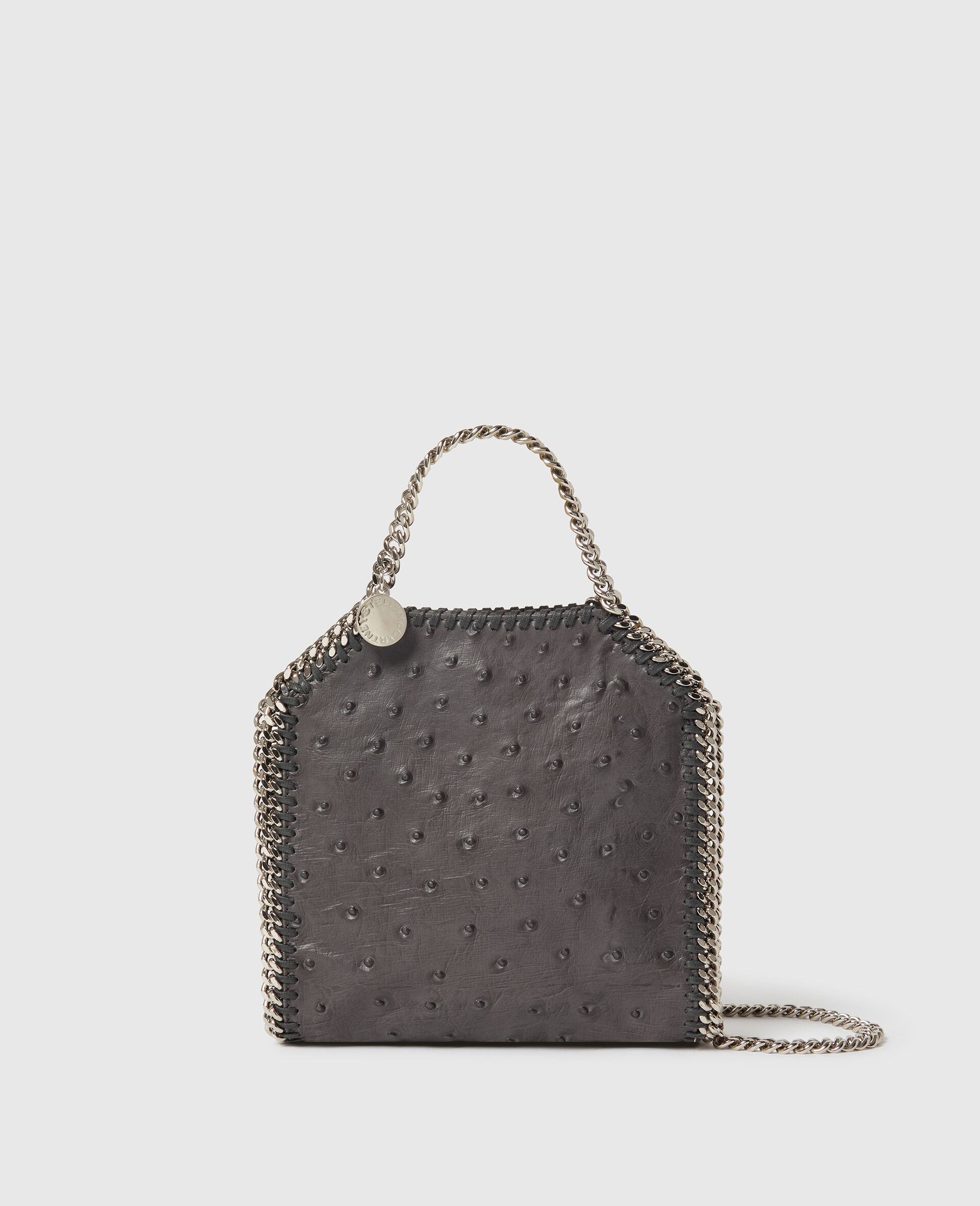 Falabella Tiny Tote Bag in Straußenoptik-Grau-medium