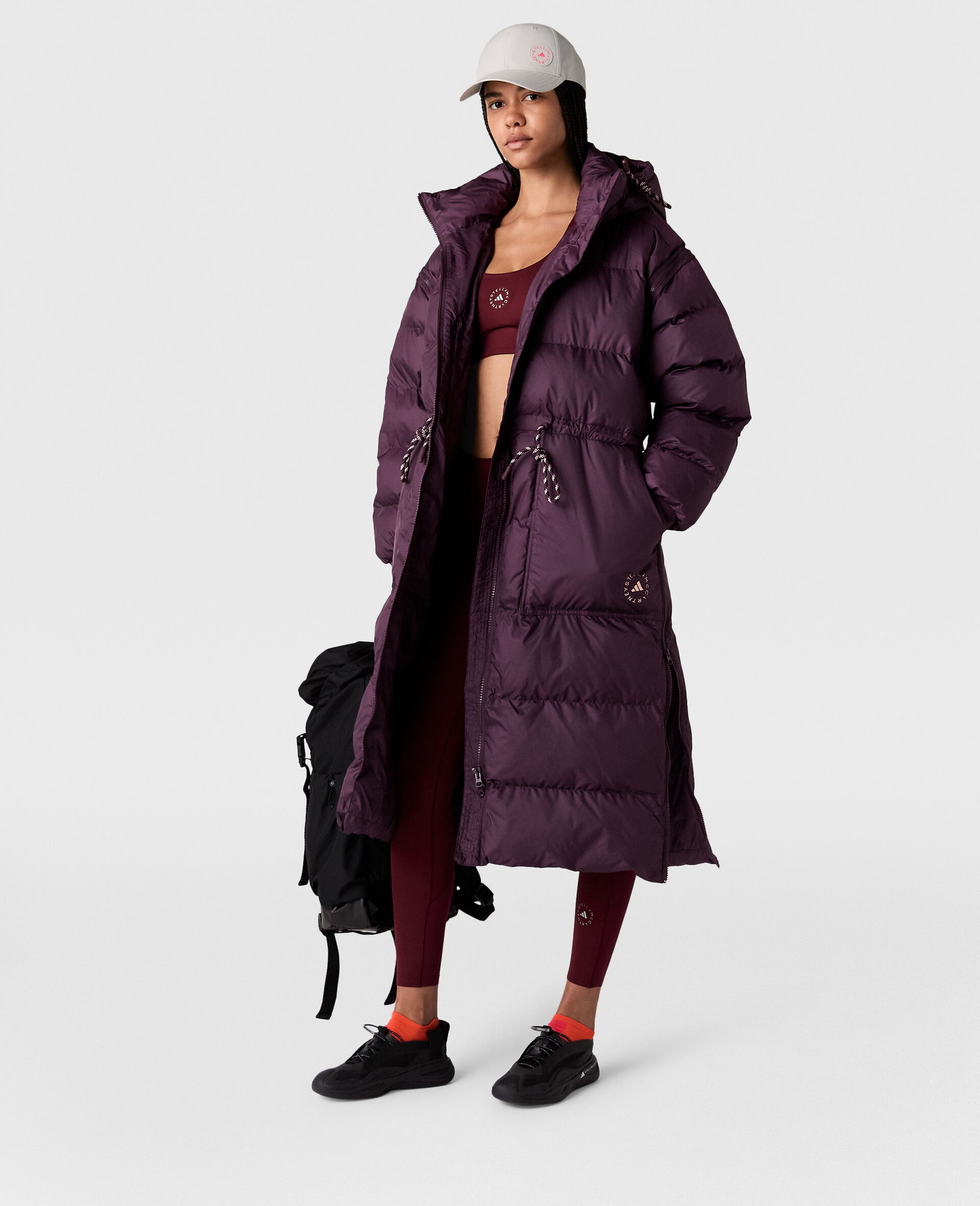 Manteau long matelasse TrueCasuals-Rouge-model