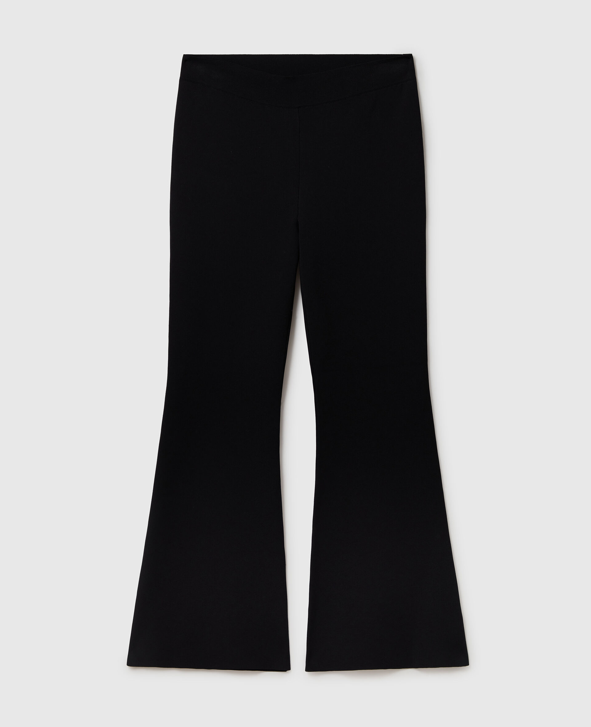 Compact Knit Flared Pants-Black-medium