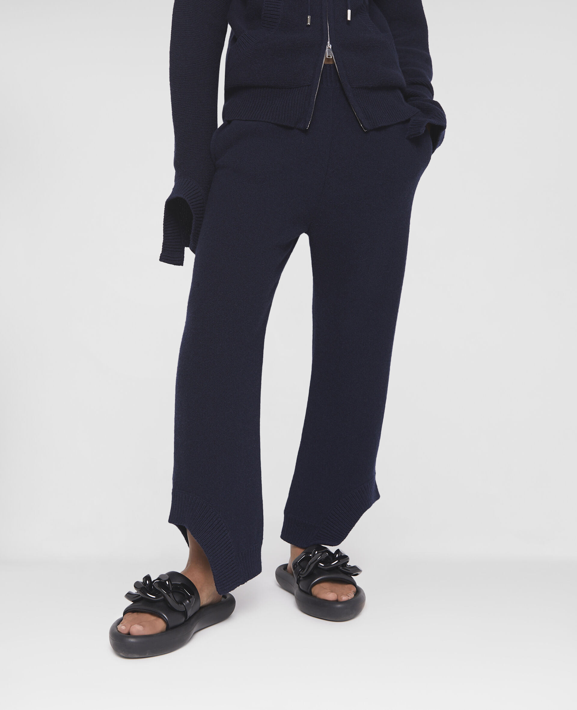 S-Wave Regenerated Cashmere Knitted Trousers-Blue-large image number 3