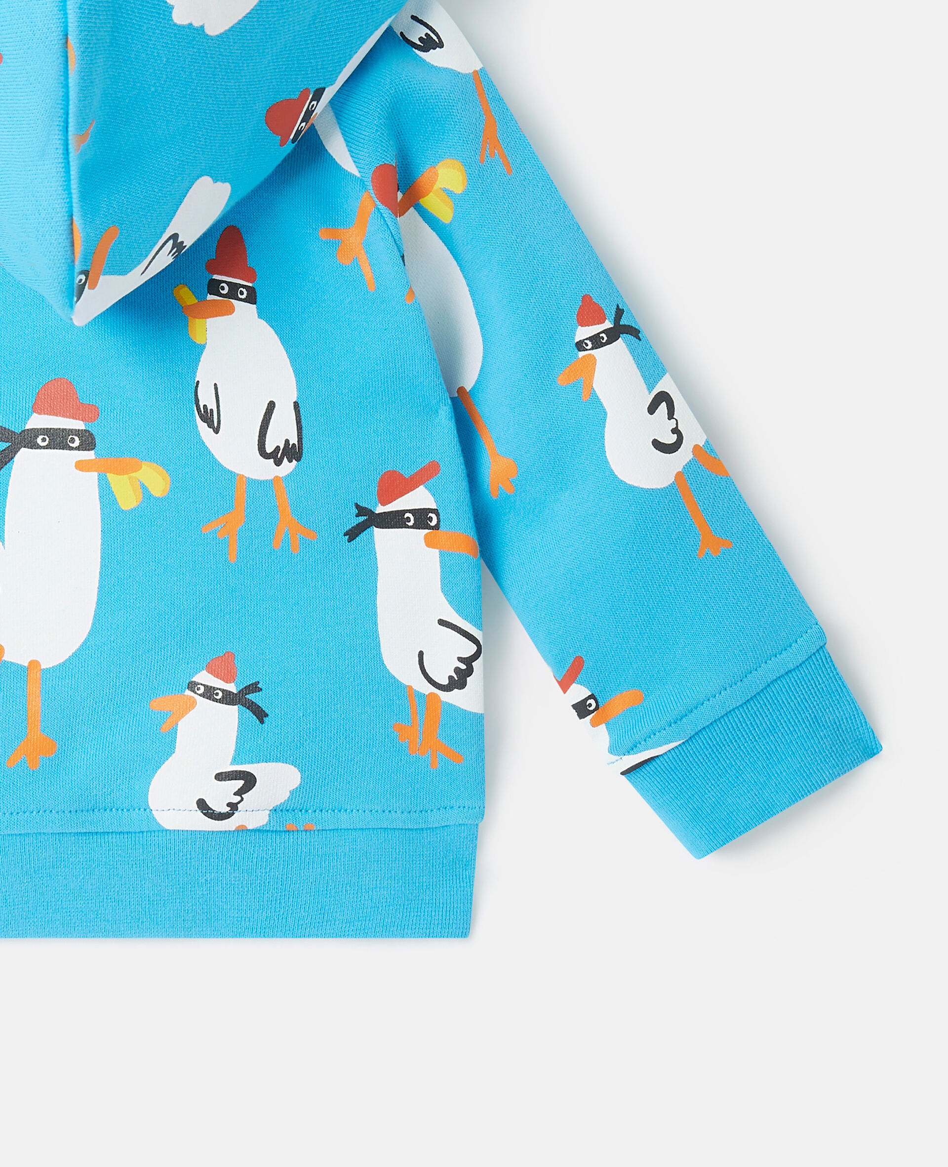 Sweat-shirt &agrave; capuche zipp&eacute; &agrave; imprim&eacute; mouettes bandits-Bleu-large image number 1