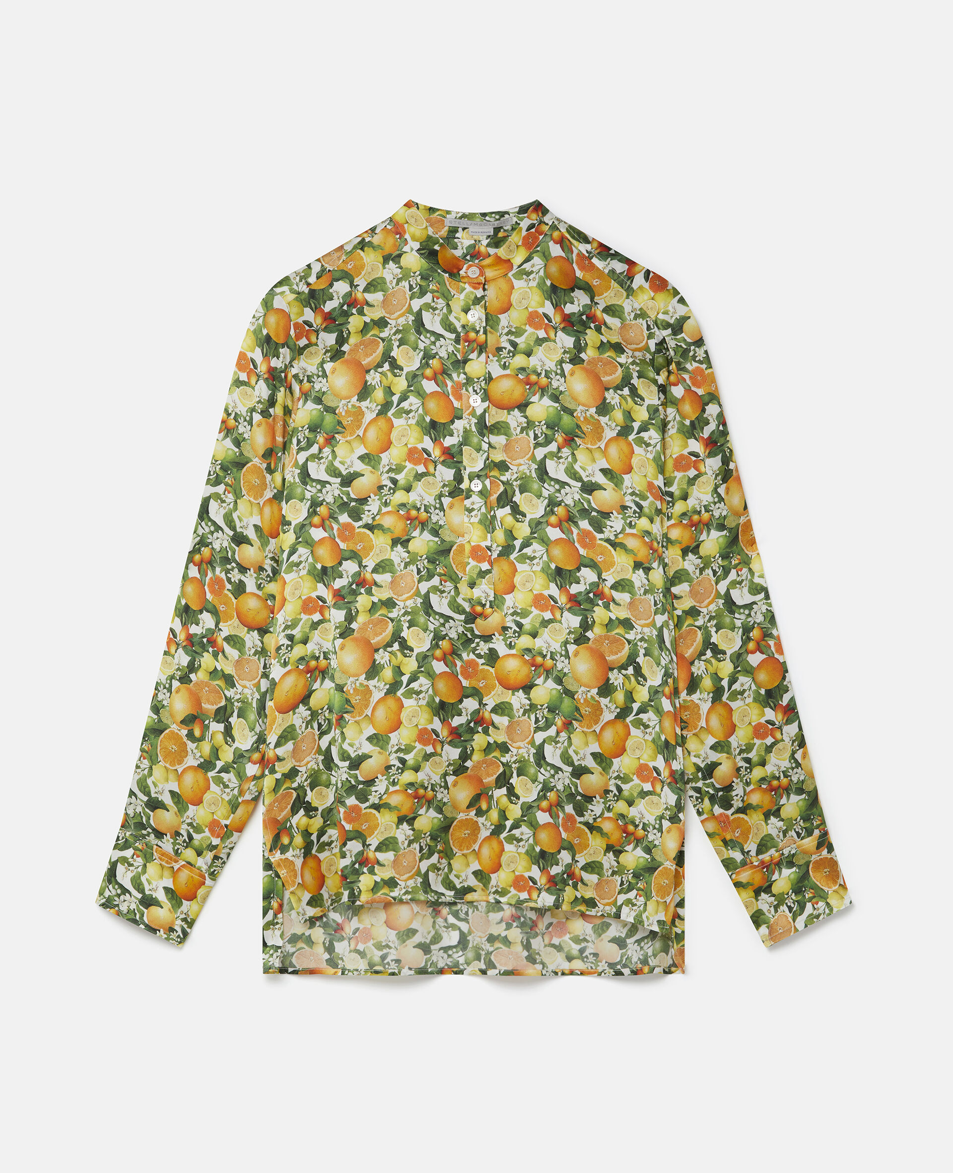Lemon Print Silk Shirt-Multicolour-large image number 0