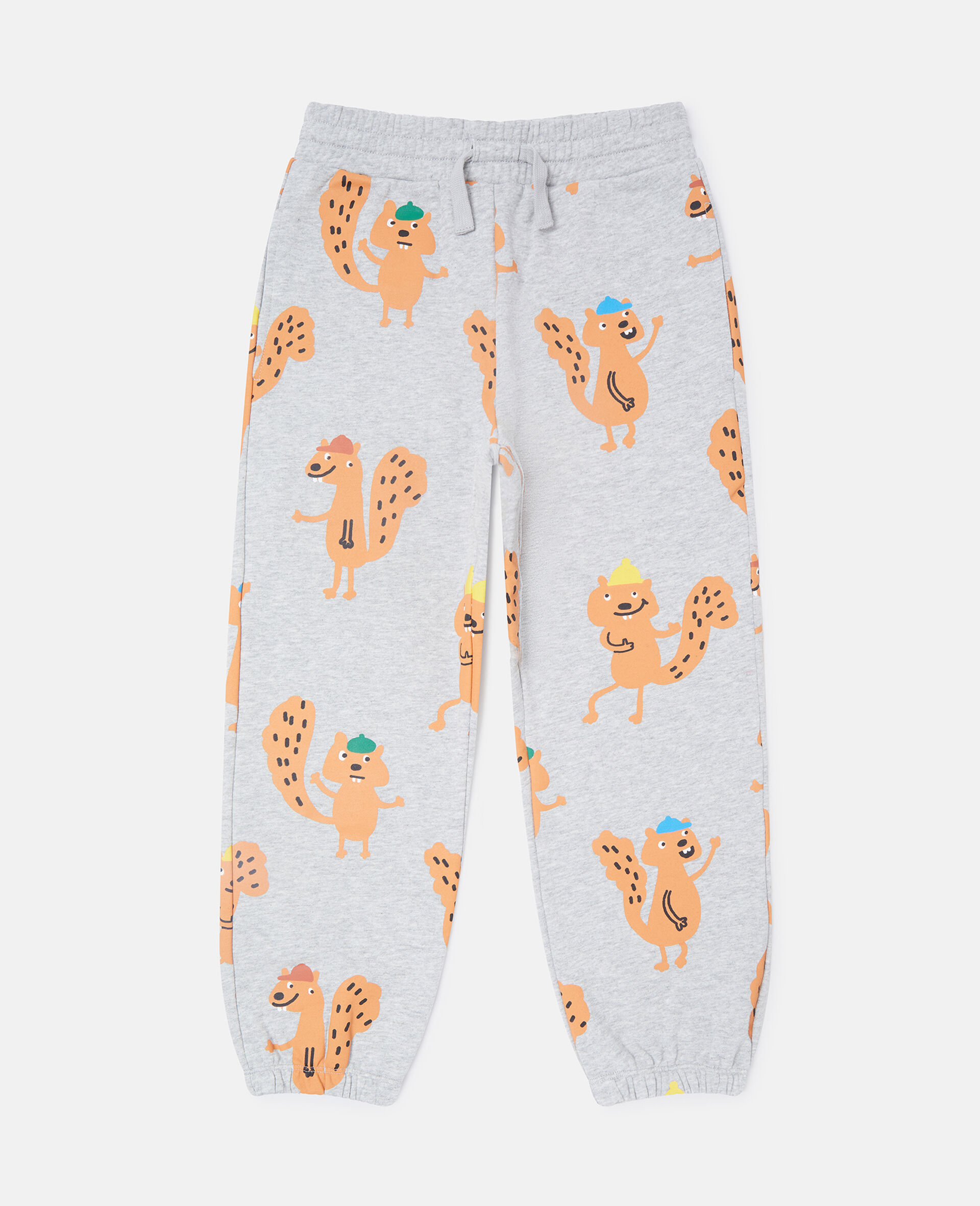 Squirrel Graphic Drawstring Sweatpants-Grey-large image number 0