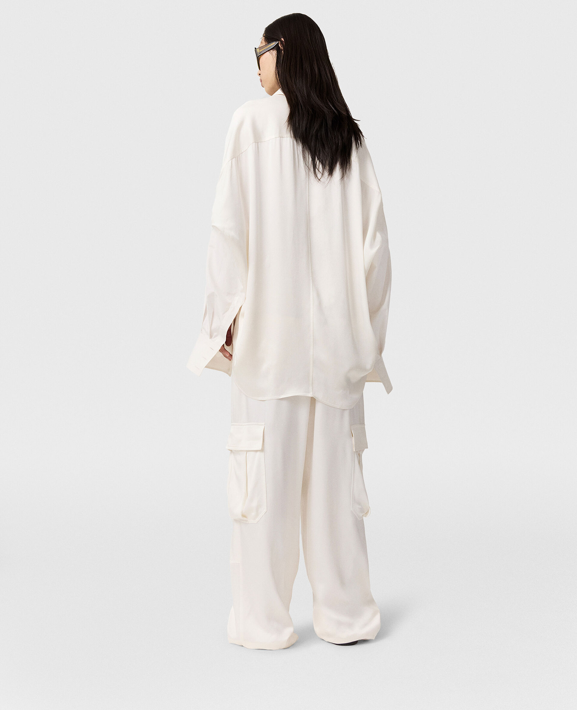 Satin Panelled Slouchy Cargo Trousers-White-large image number 3