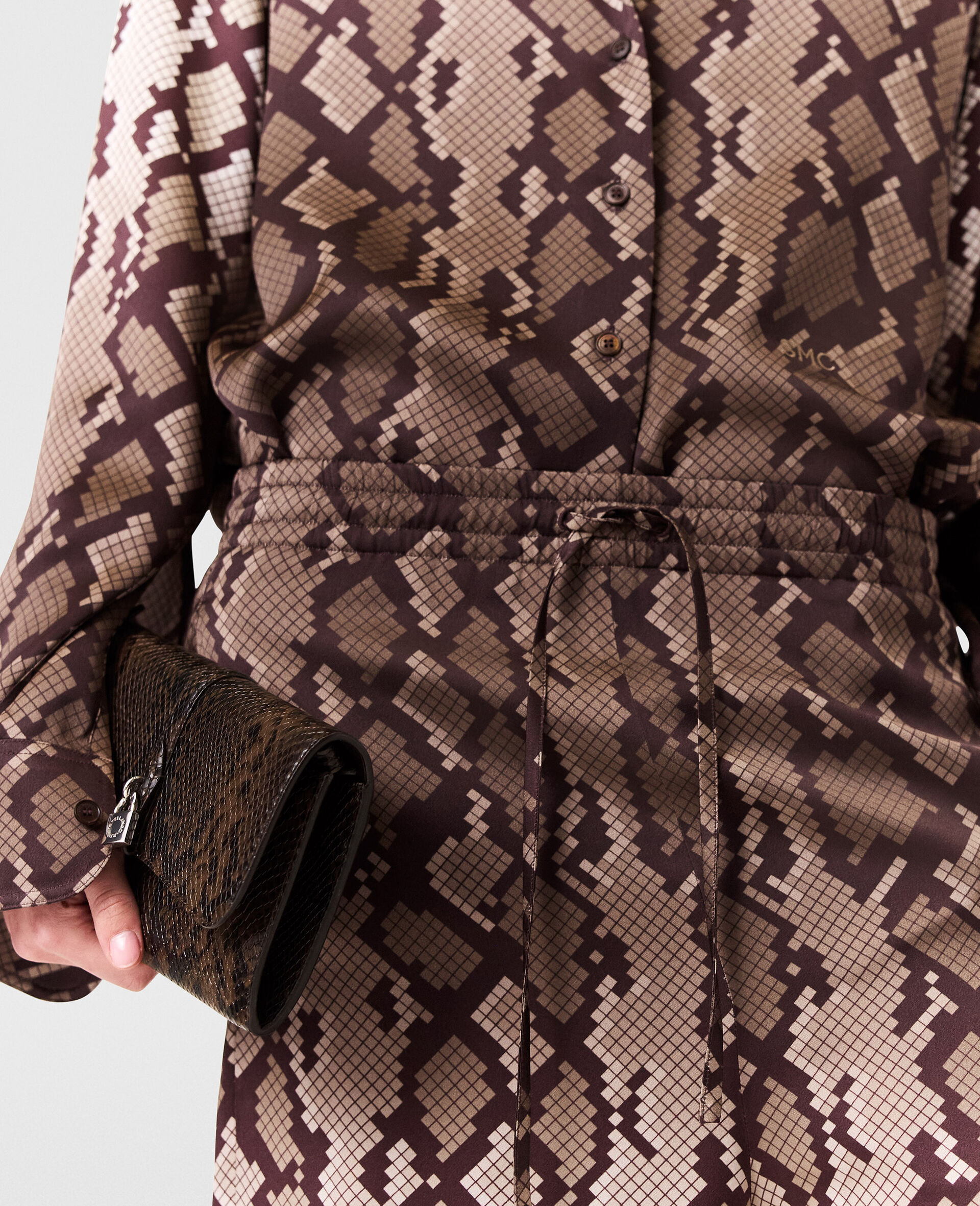 Oversize-Hose mit Schlangen-Print und Kordelzug-Brown-large image number 2