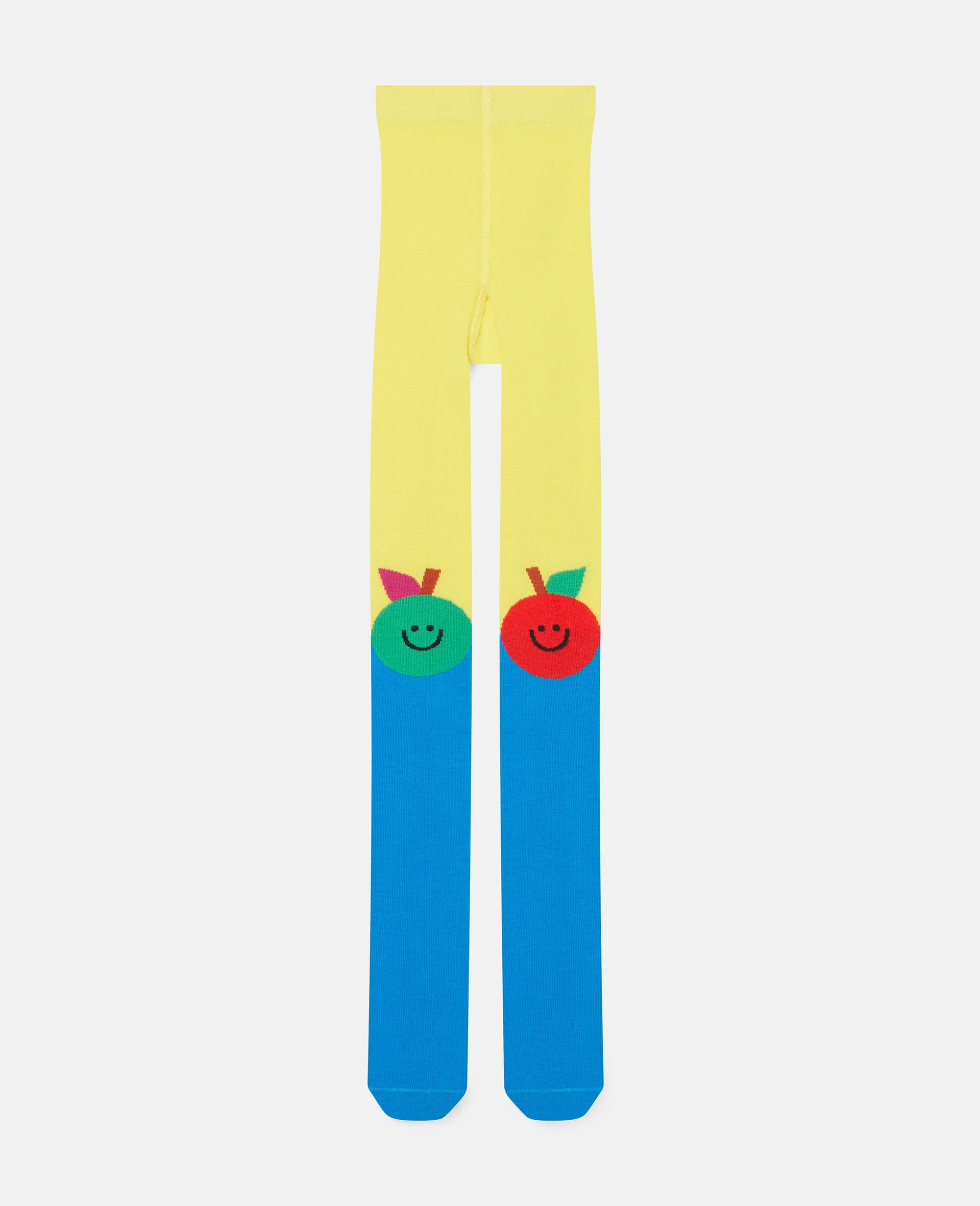 Smiley Apple Knit Intarsia Tights-Multicoloured-large
