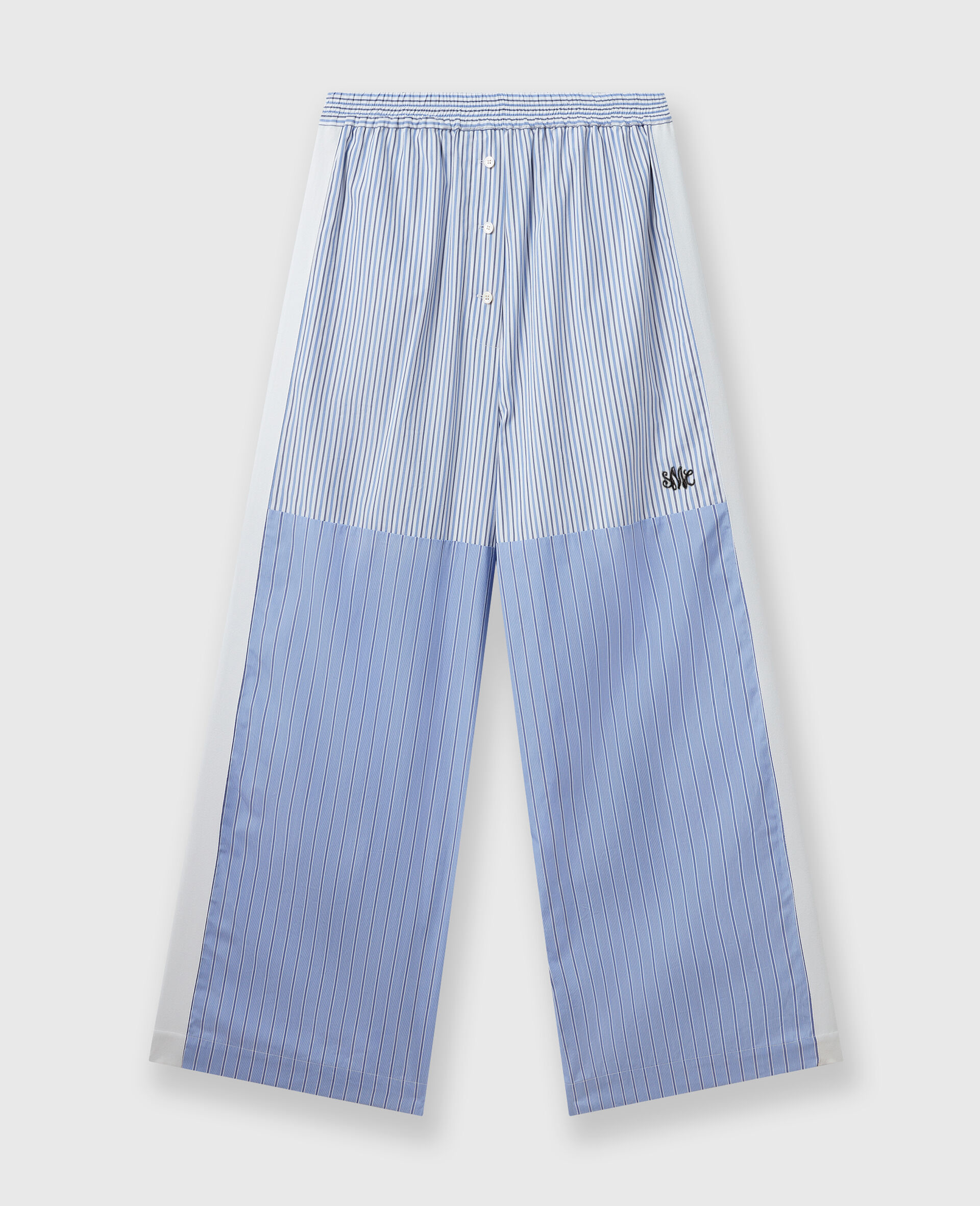 Striped Boyfriend Trousers-Blue-large Striped Boyfriend Trousers-Blue-large image number 0