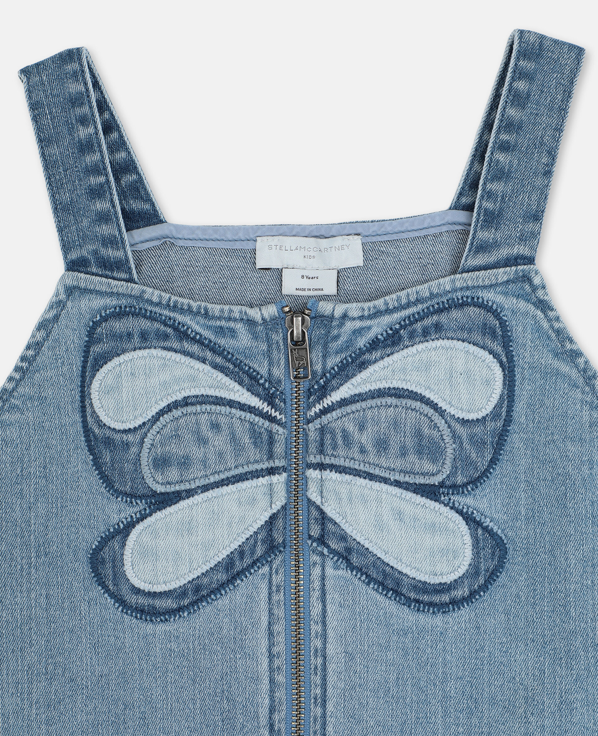 Butterfly Denim  Dress-Blue-large image number 1