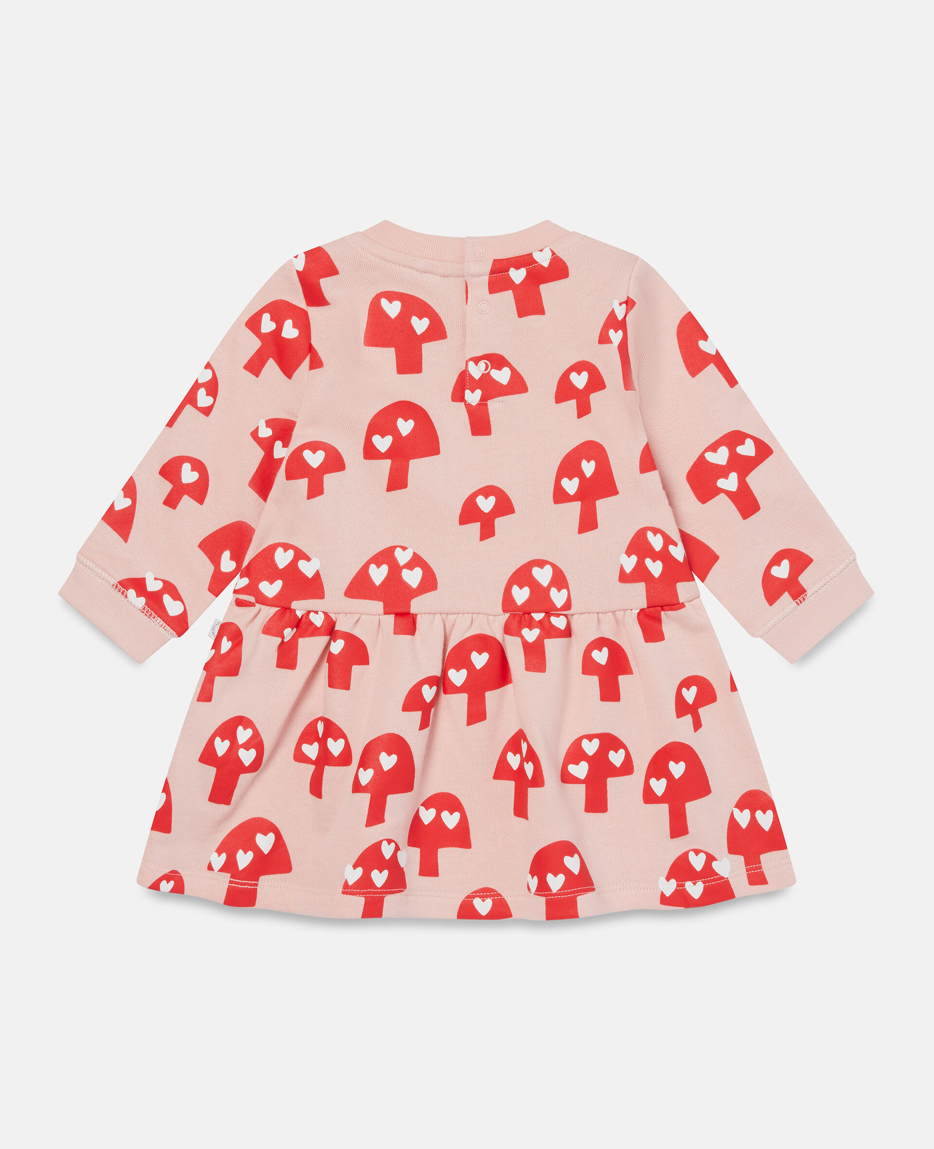 マッシュルームプリント コットン フリース ワンピース-ピンク-large image number 1