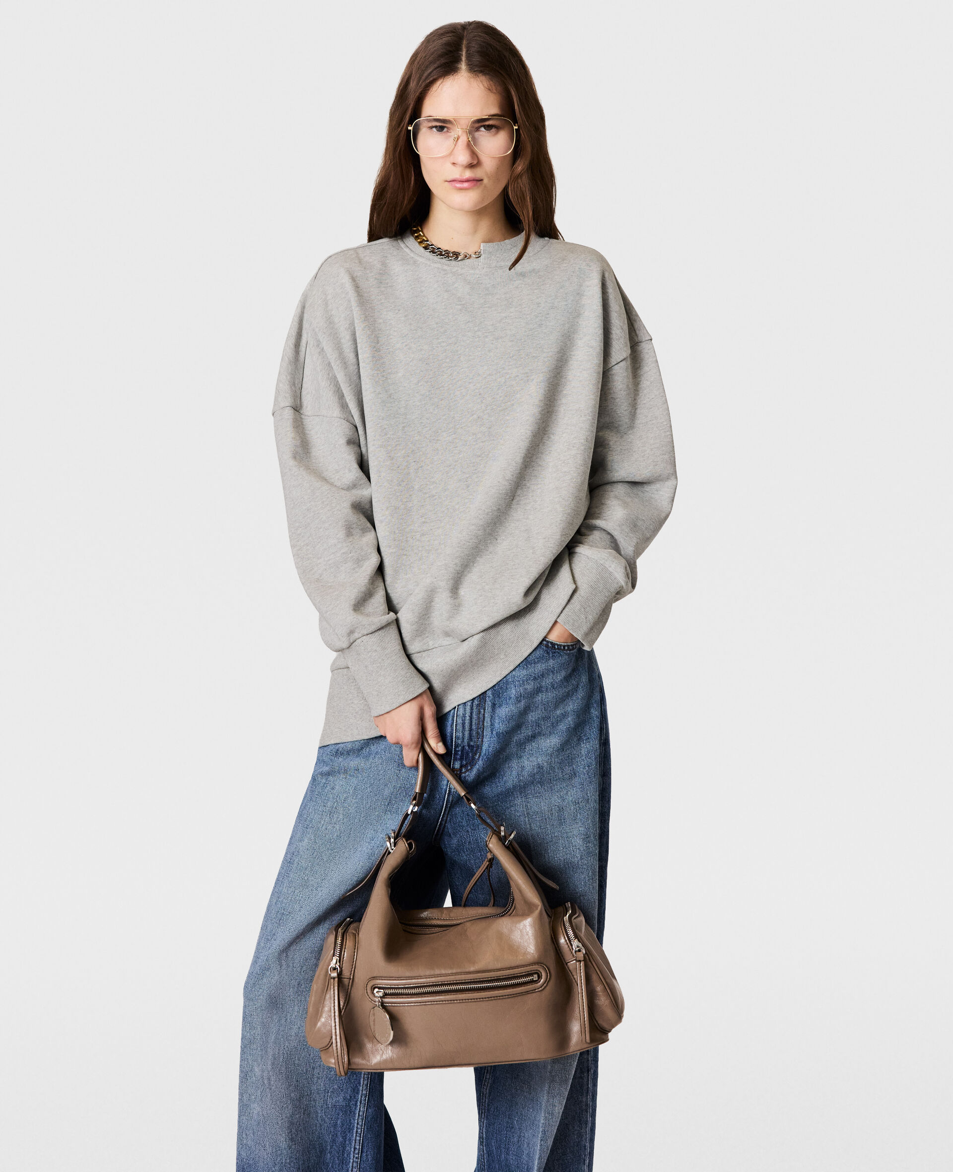 Dartmoor Cracked Patent Shoulder Bag-灰色-large image number 5