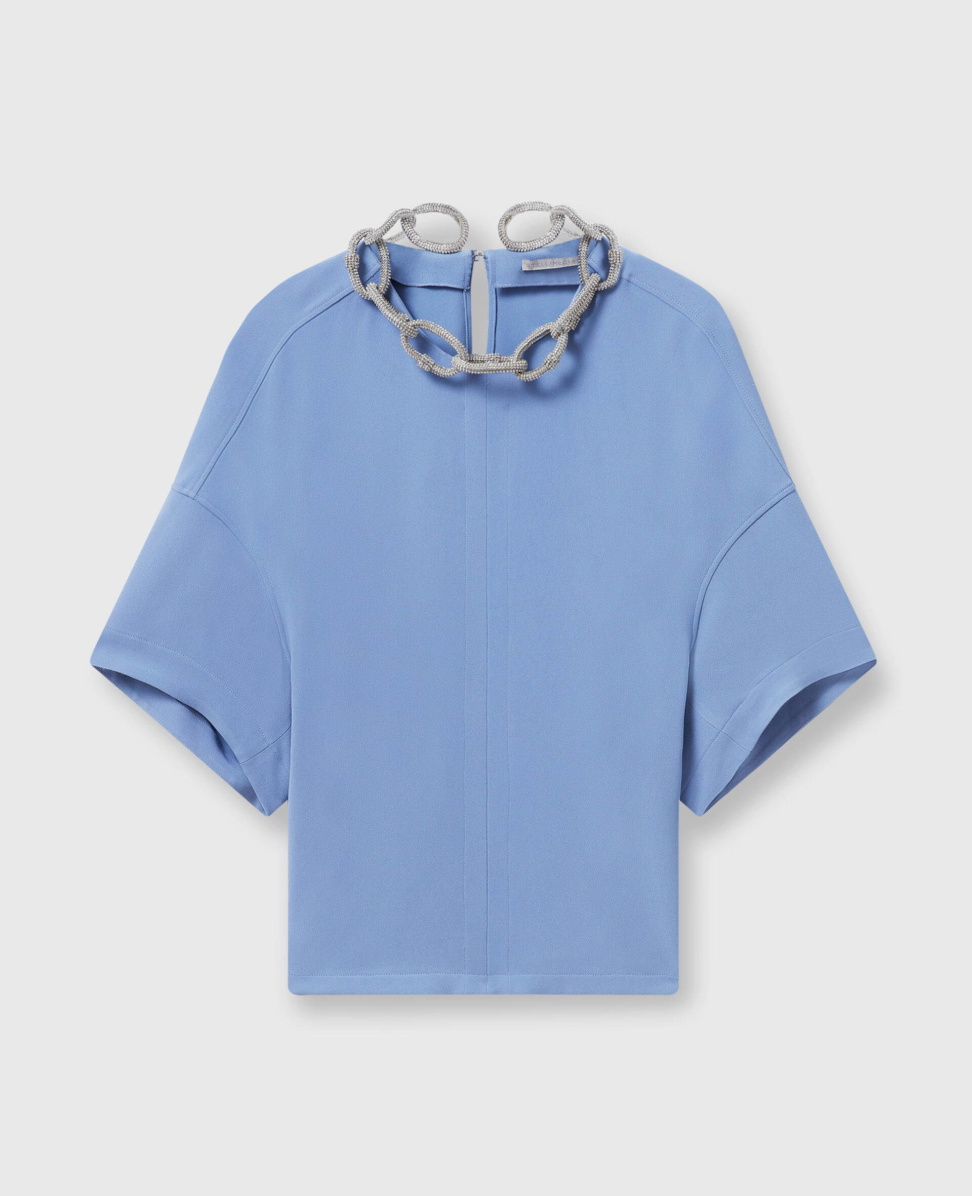 Crystal Chain Short-Sleeve Top-Blue-medium
