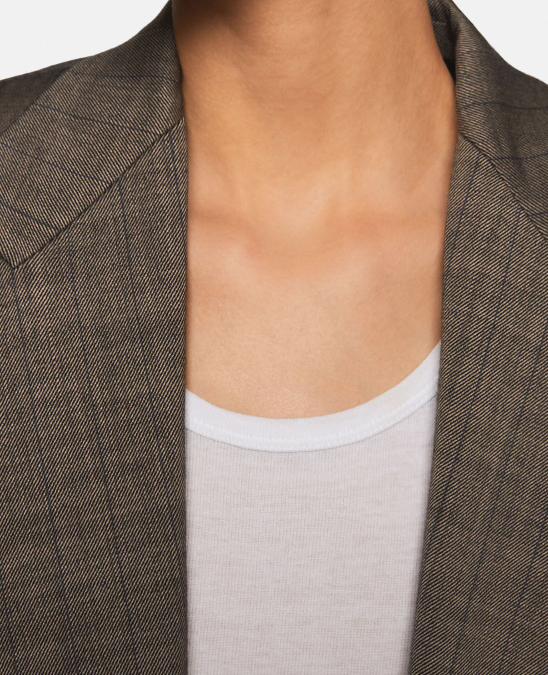 Gekürzter Blazer aus Twill mit Nadelstreifen-Grau-large image number 3