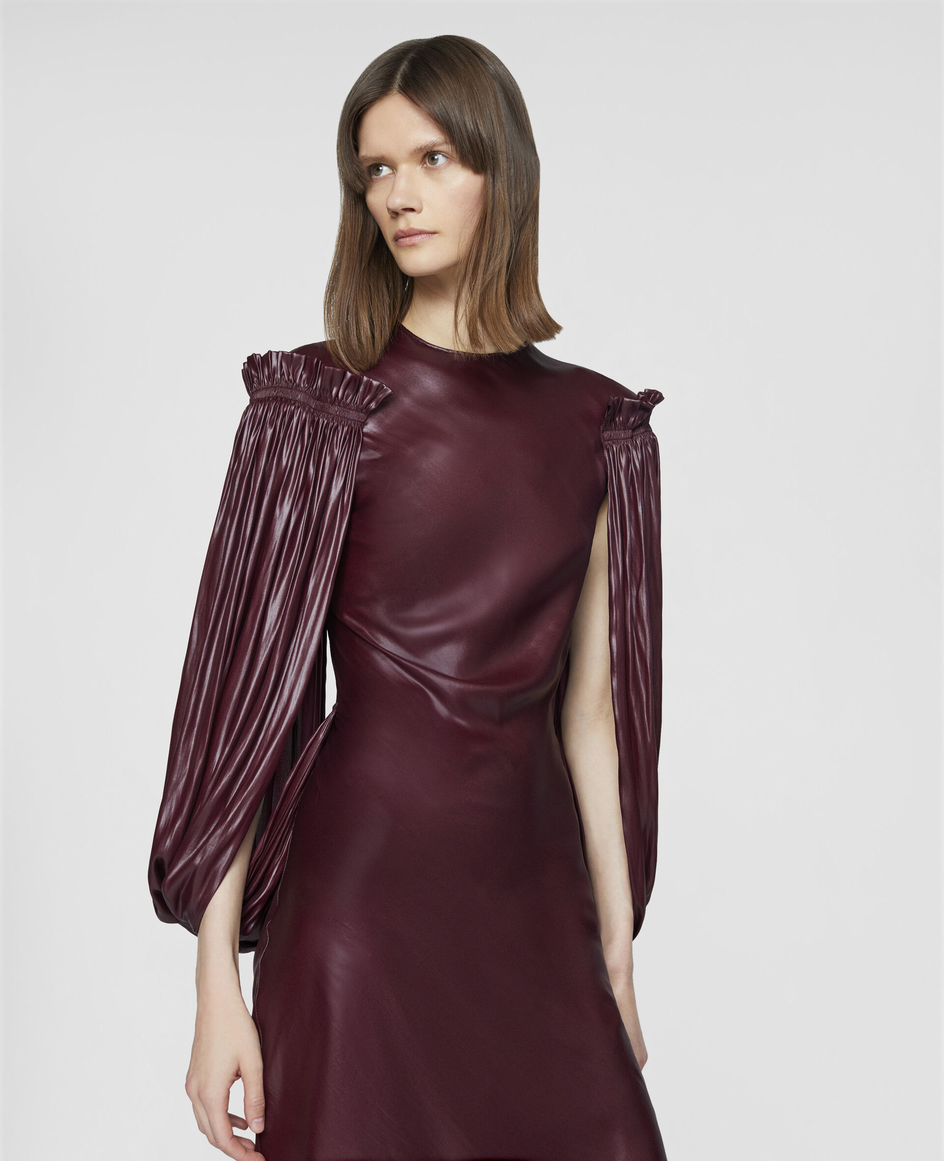 Billowing Cape Midi Dress-Purple-large image number 3