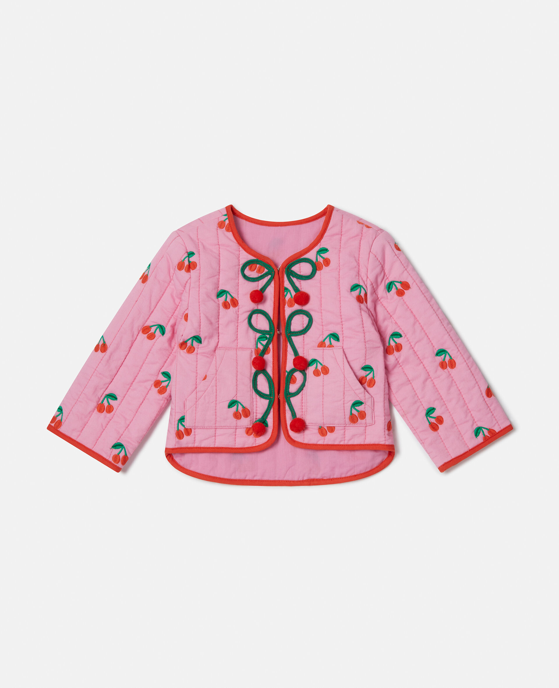 Cherry Print Quilted Jacket-Pink-large image number 0