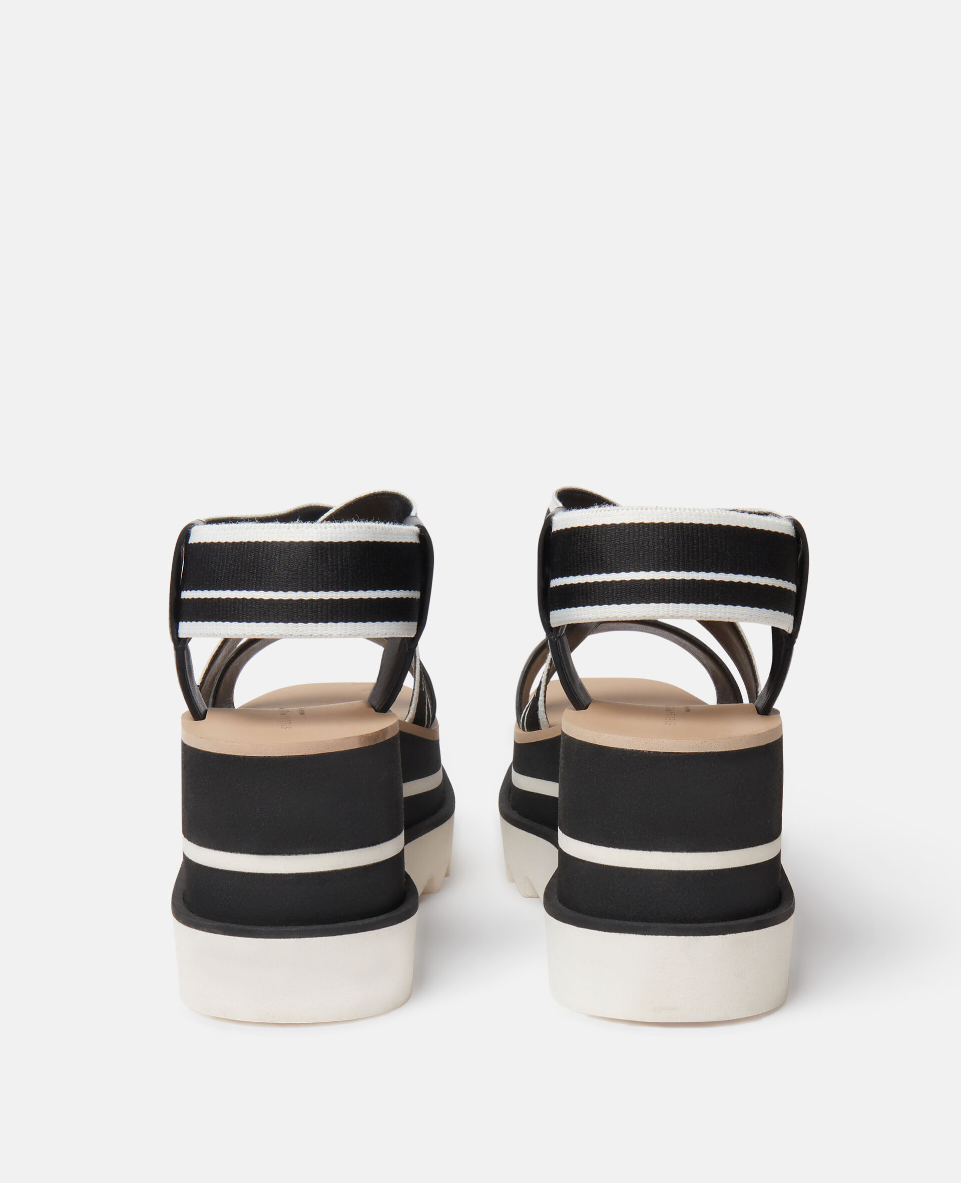 Sneak-Elyse Striped Platform Sandals-Black-large image number 3