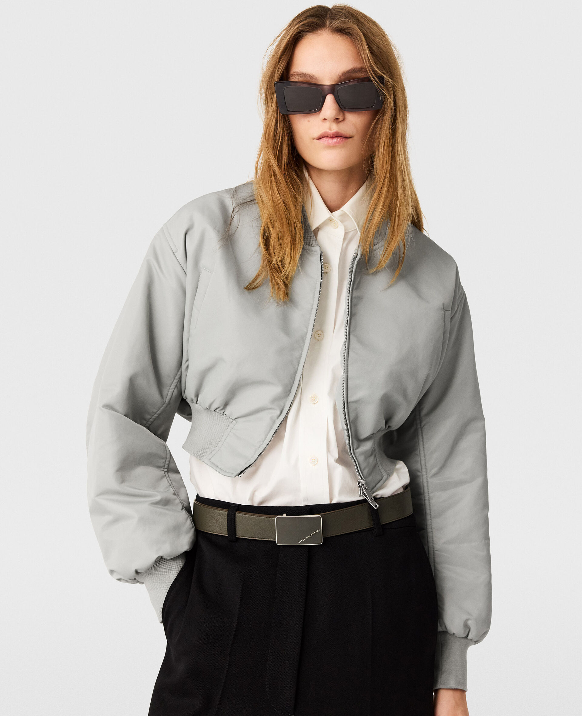 Cropped Bomber Jacket-Green-large image number 4