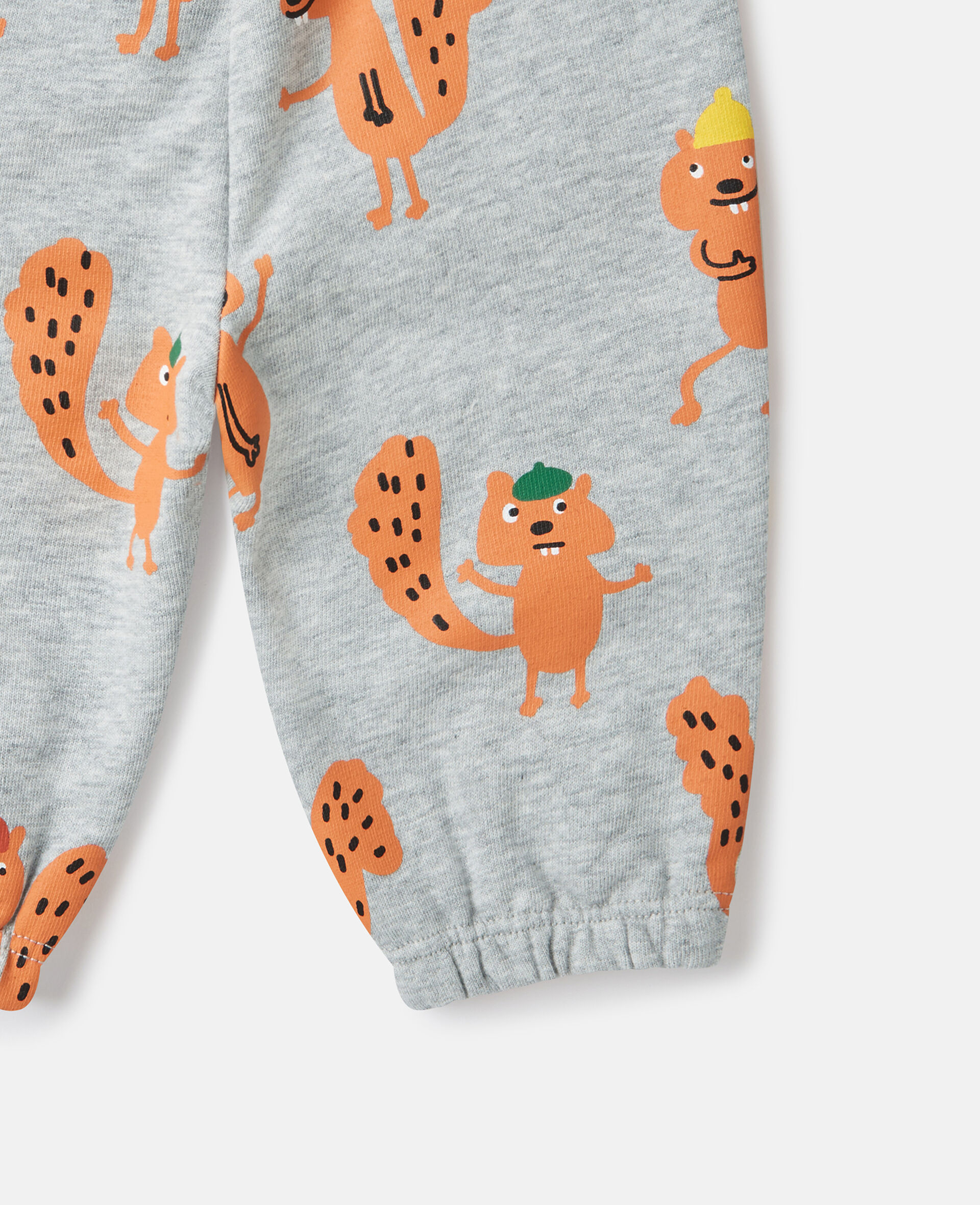 Squirrel Graphic Drawstring Sweatpants-Grey-large image number 4