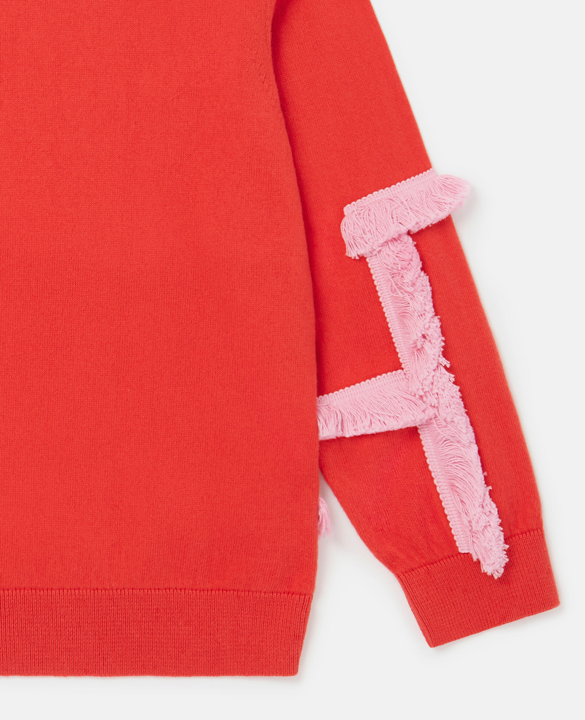 Pullover mit Linien und Fransen-Rot-large image number 3