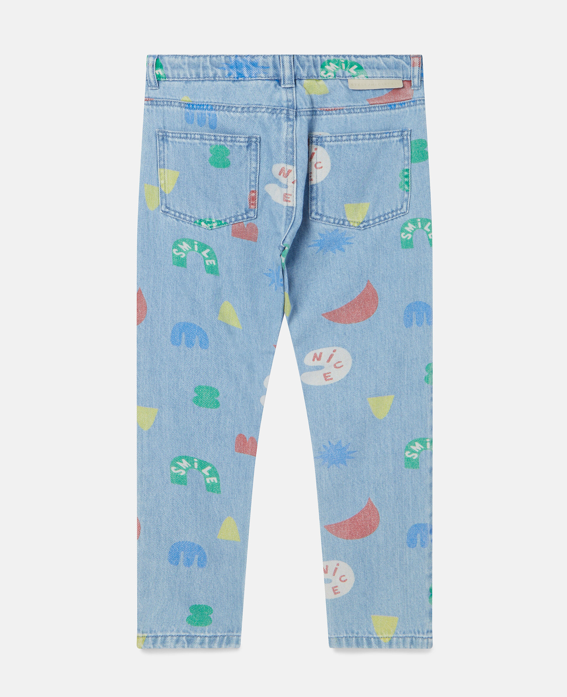 Shape Print Denim Trousers-Blue-large image number 2