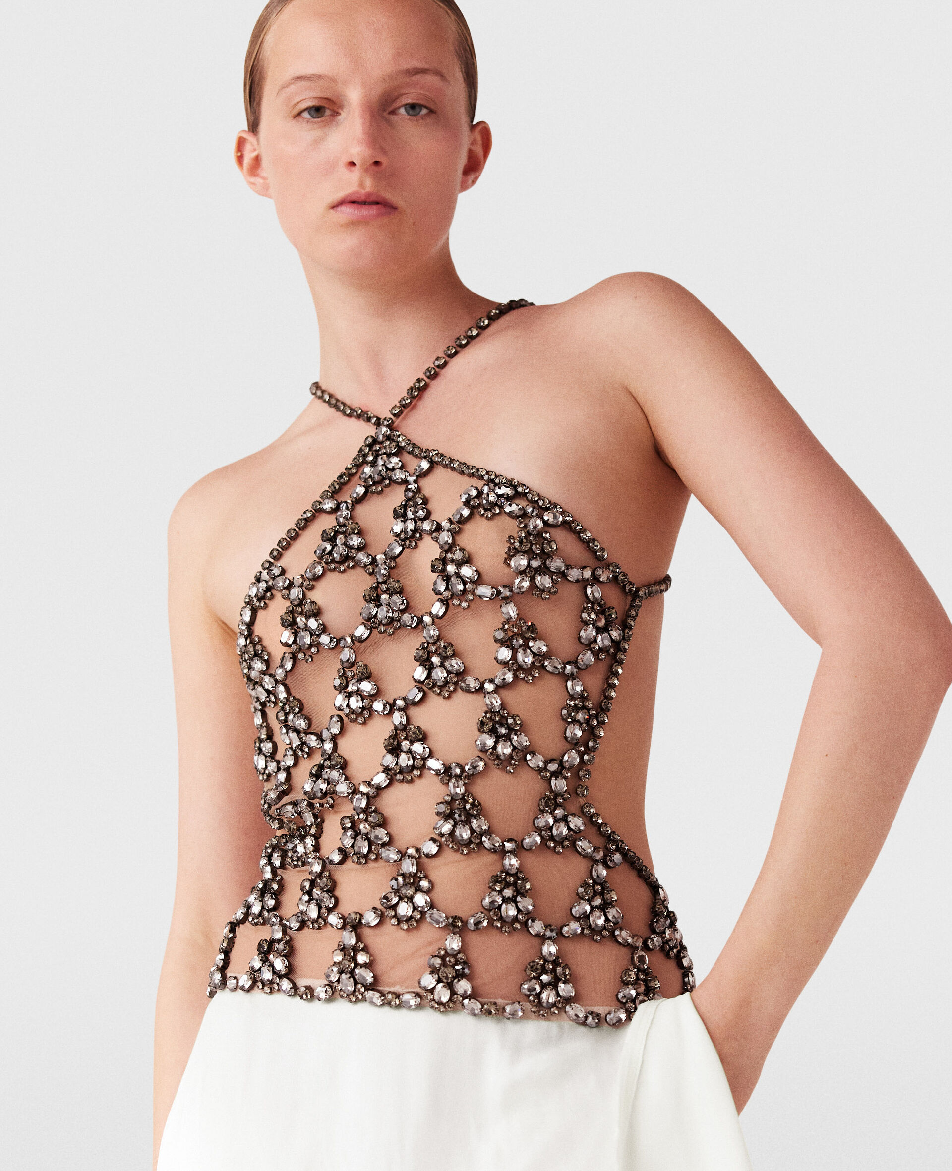 Crystal Cage Halterneck Maxi Dress-Silver-large Crystal Cage Halterneck Maxi Dress-Silver-large image number 5