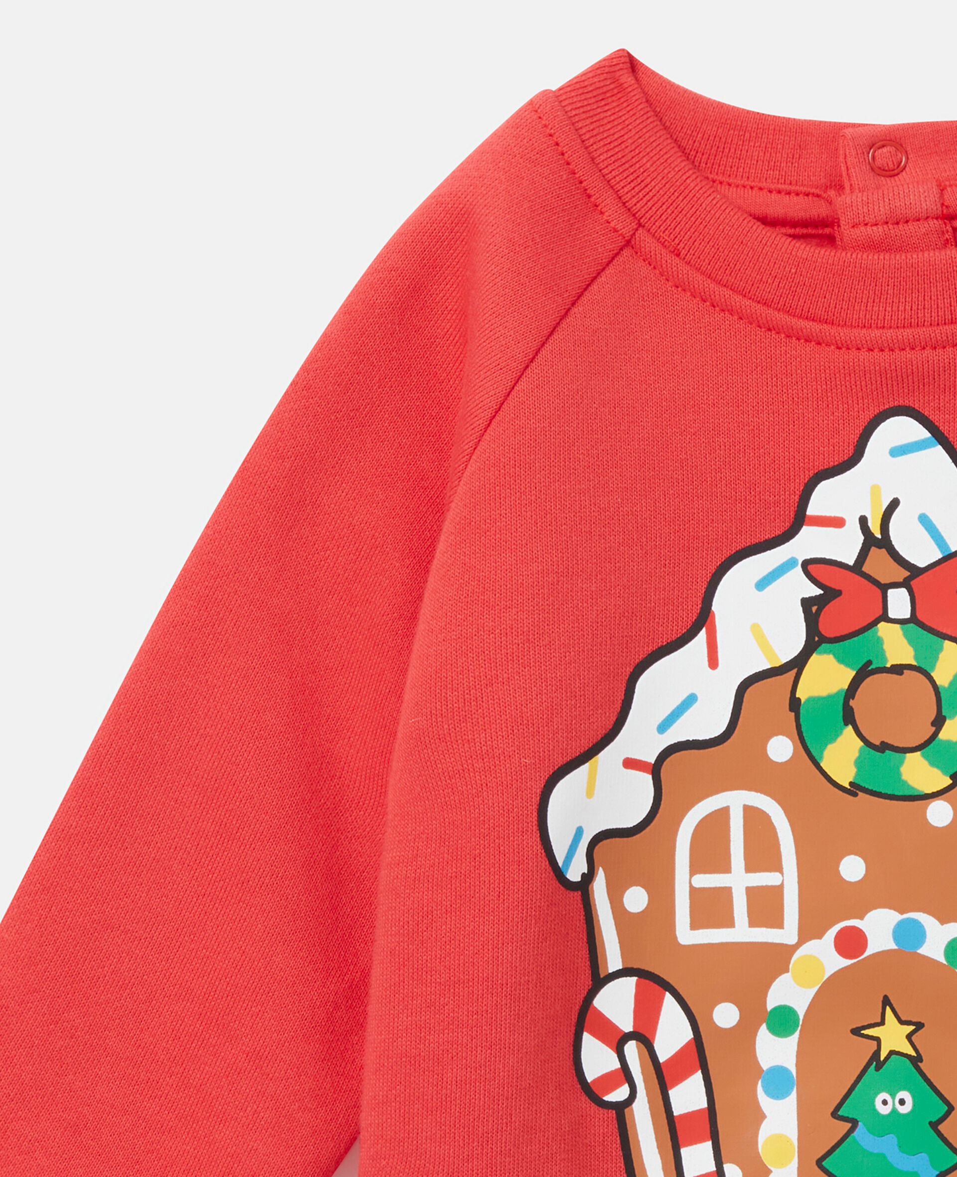Gingerbread House Motif Sweatshirt-Red-large image number 1
