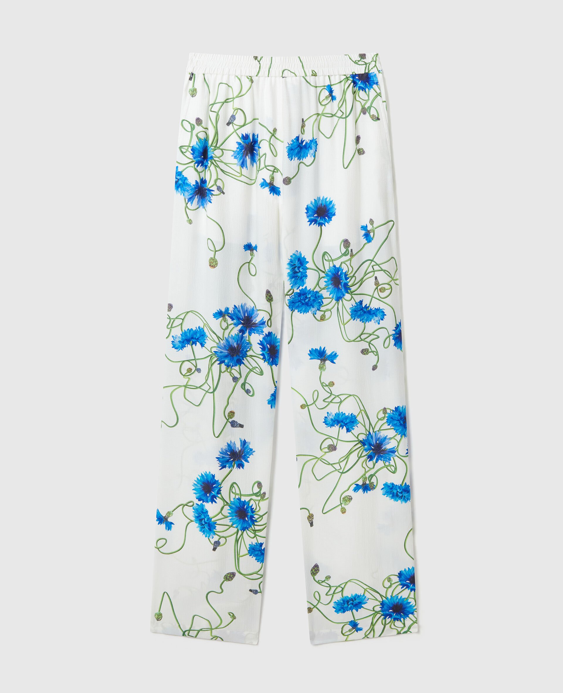 Cornflower Print Trousers-White-medium