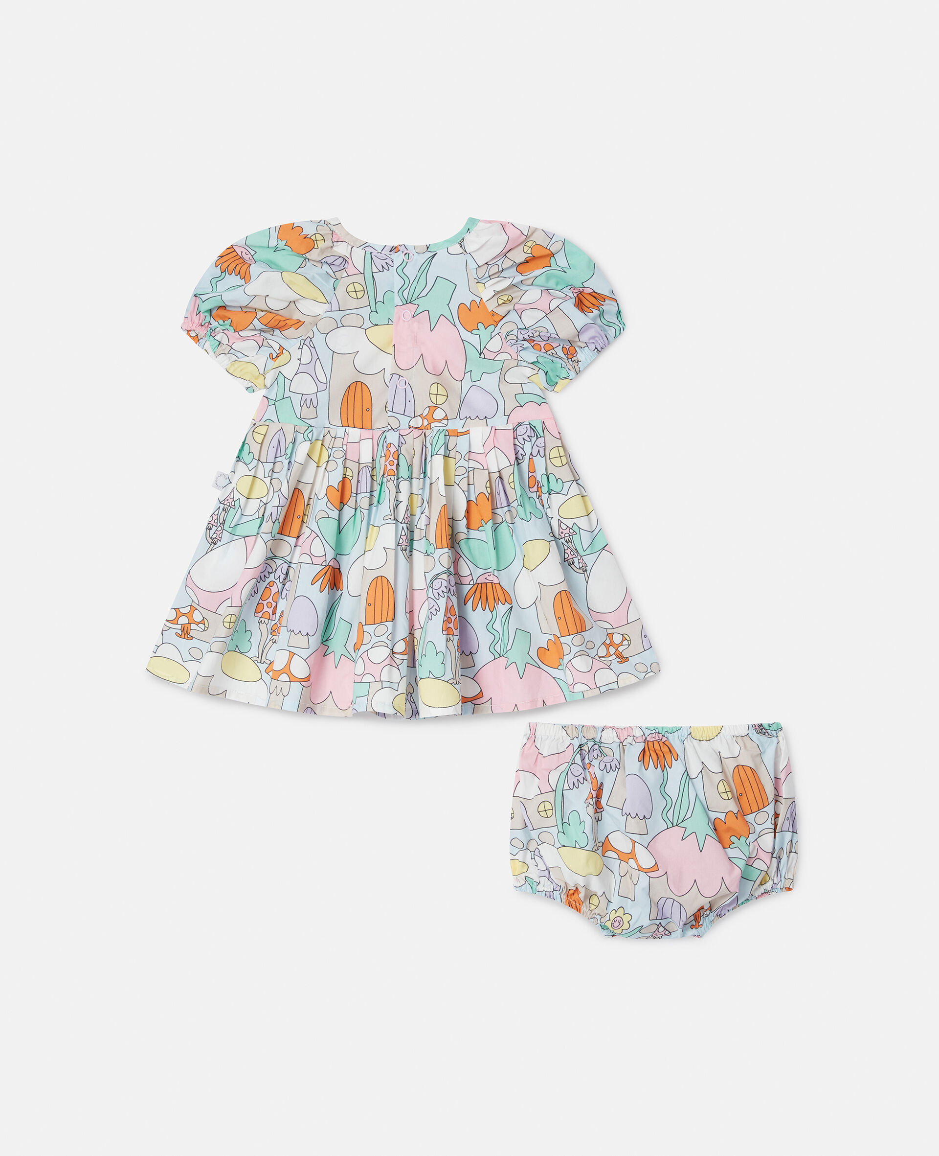 Woodland Print Short Sleeve Dress and Bloomers Set-Blue-large Woodland Print Short Sleeve Dress and Bloomers Set-Blue-large image number 2