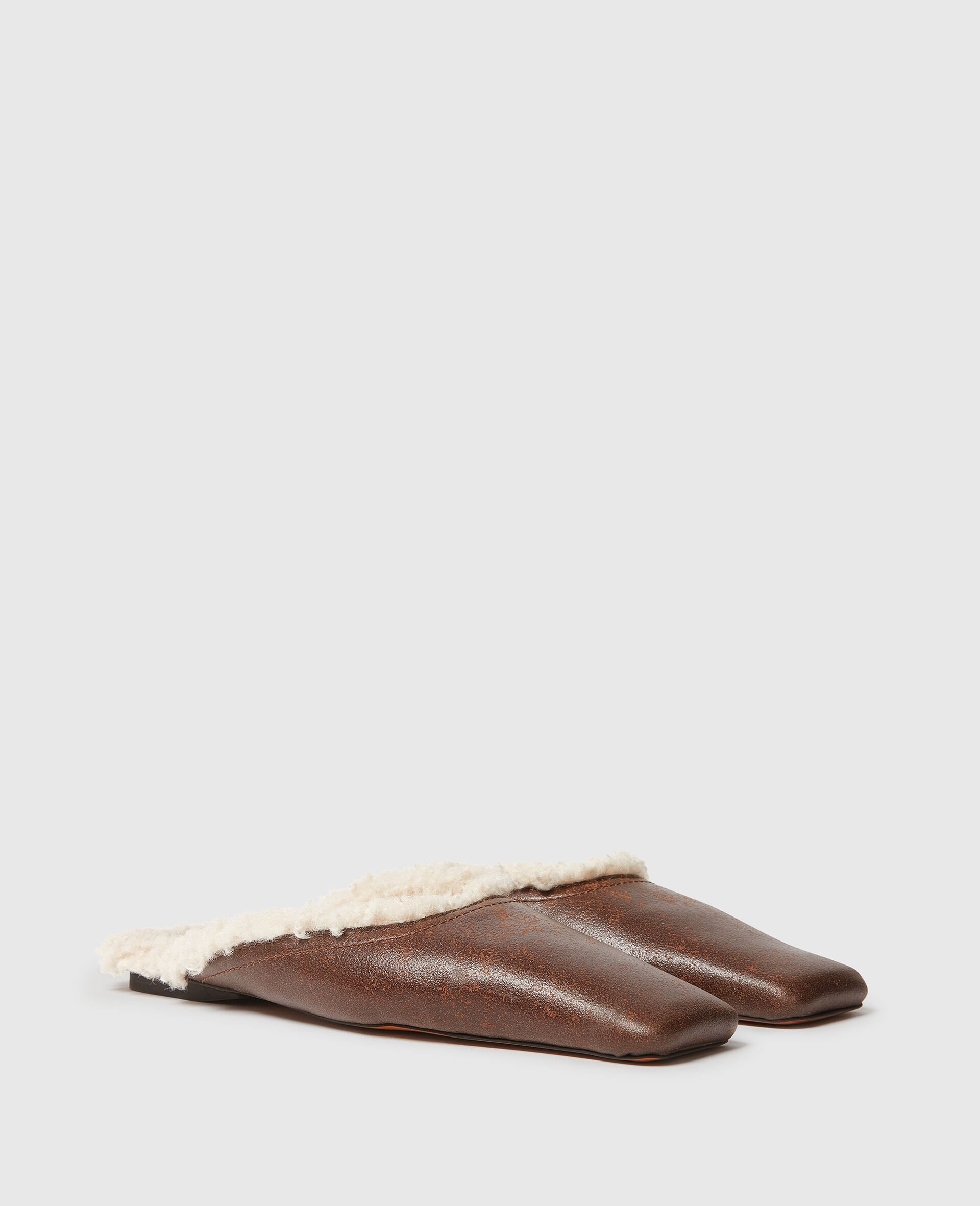 Vegan Plush-Lined Slippers-Brown-medium Vegan Plush-Lined Slippers-Brown-medium