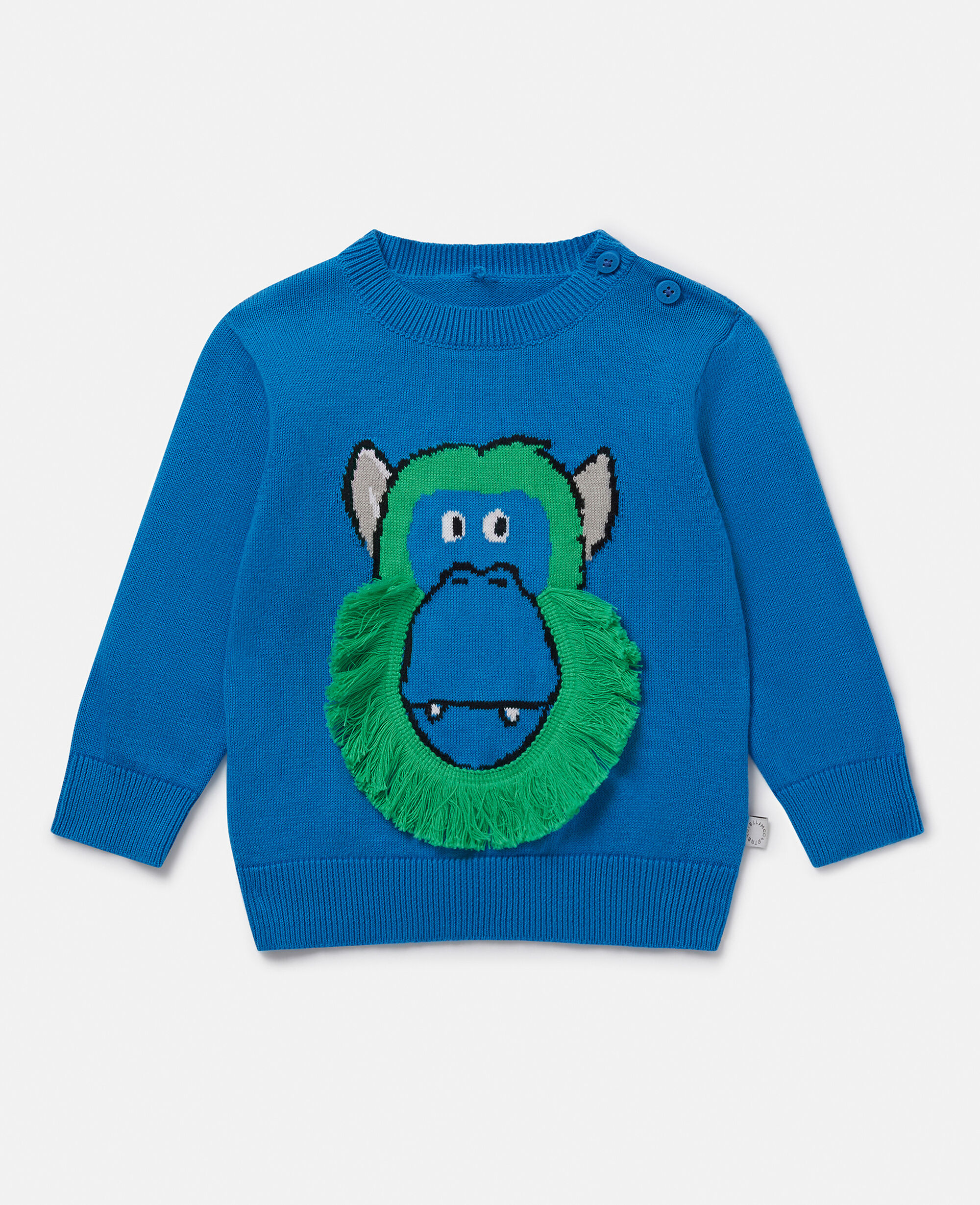 Kids ブルー フリンジモンキー インターシャ ニットセーター | Stella McCartney JP