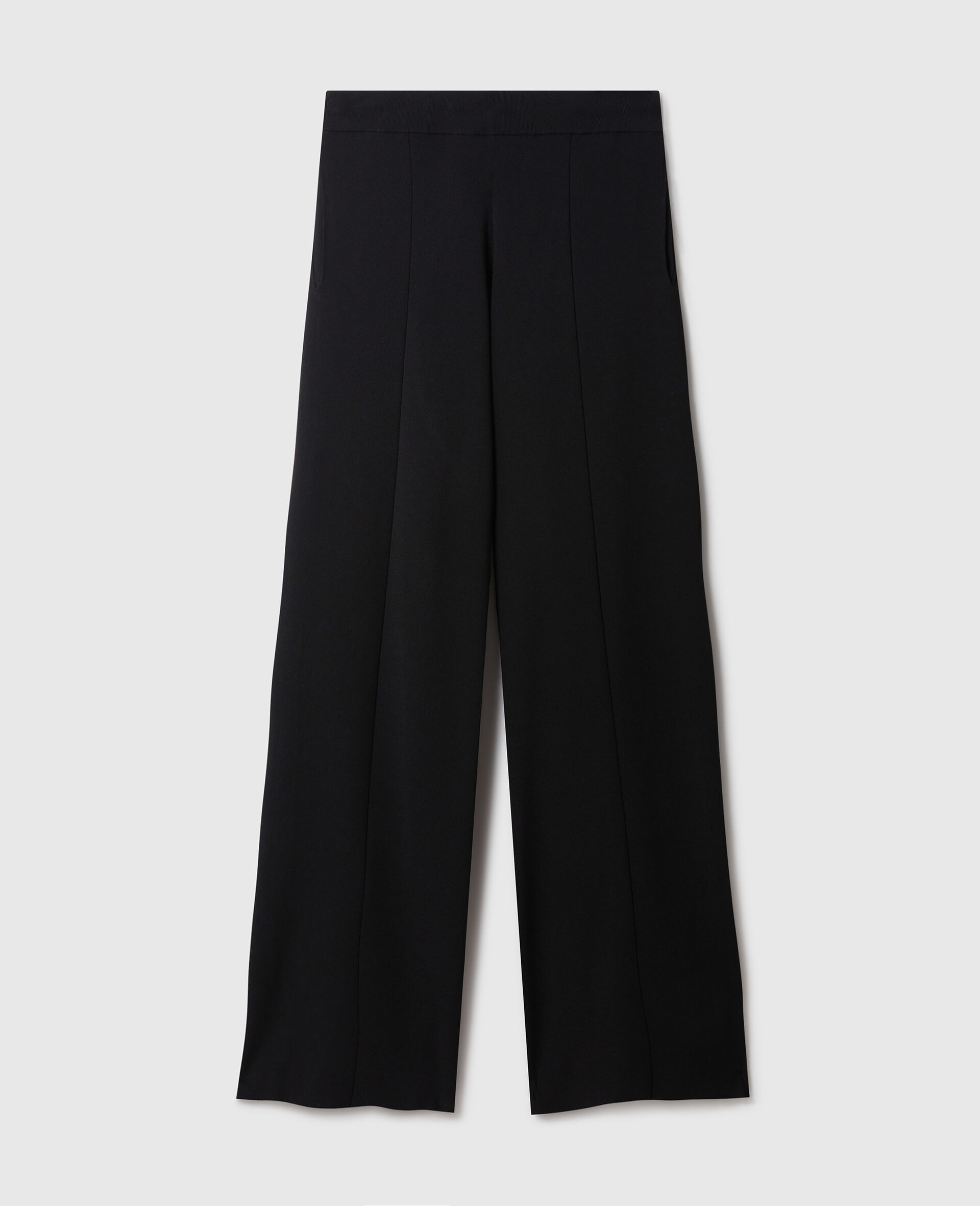 Compact Knit Straight-Leg Trousers-Black-medium
