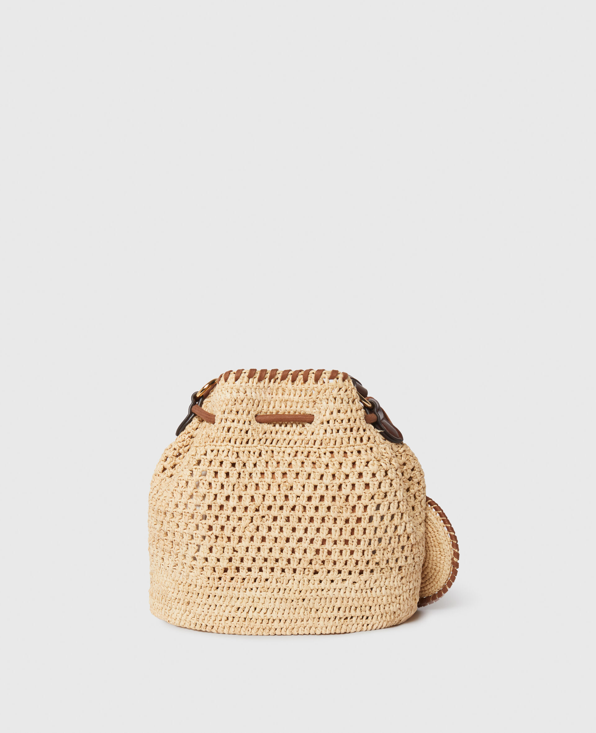 Falabella Raffia Crochet Bucket Bag-Brown-large image number 3