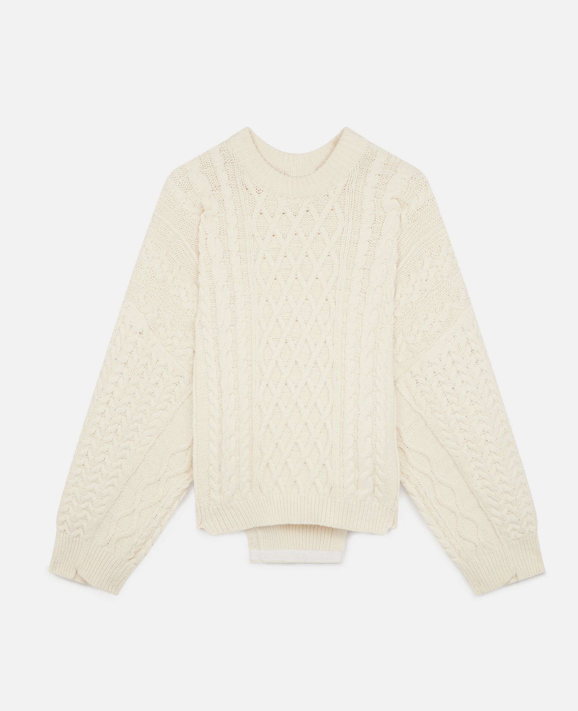 Aran Stitch Oversized Sweater-White-large image number 0