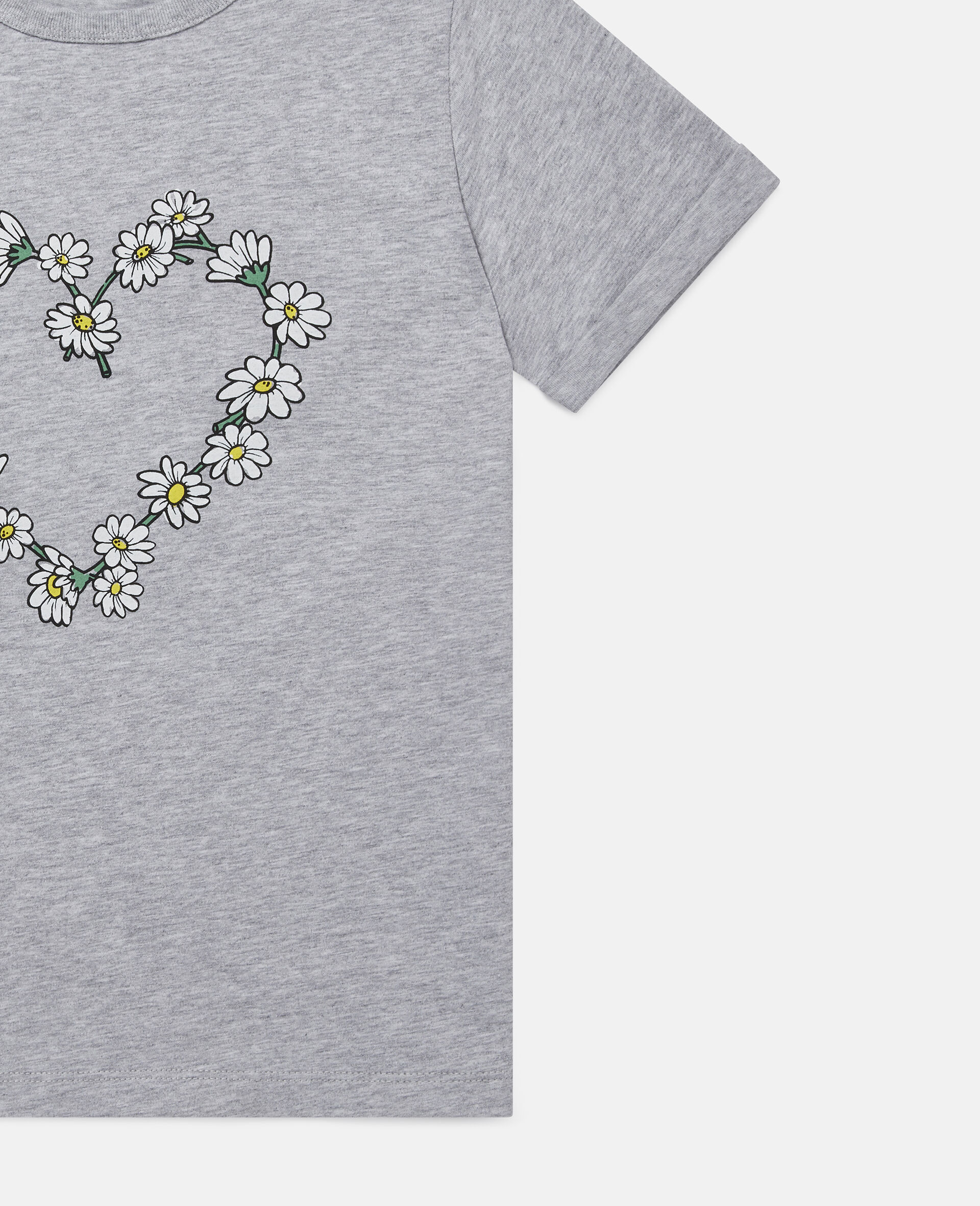 Daisy Heart Cotton T-Shirt-Grey-large image number 1