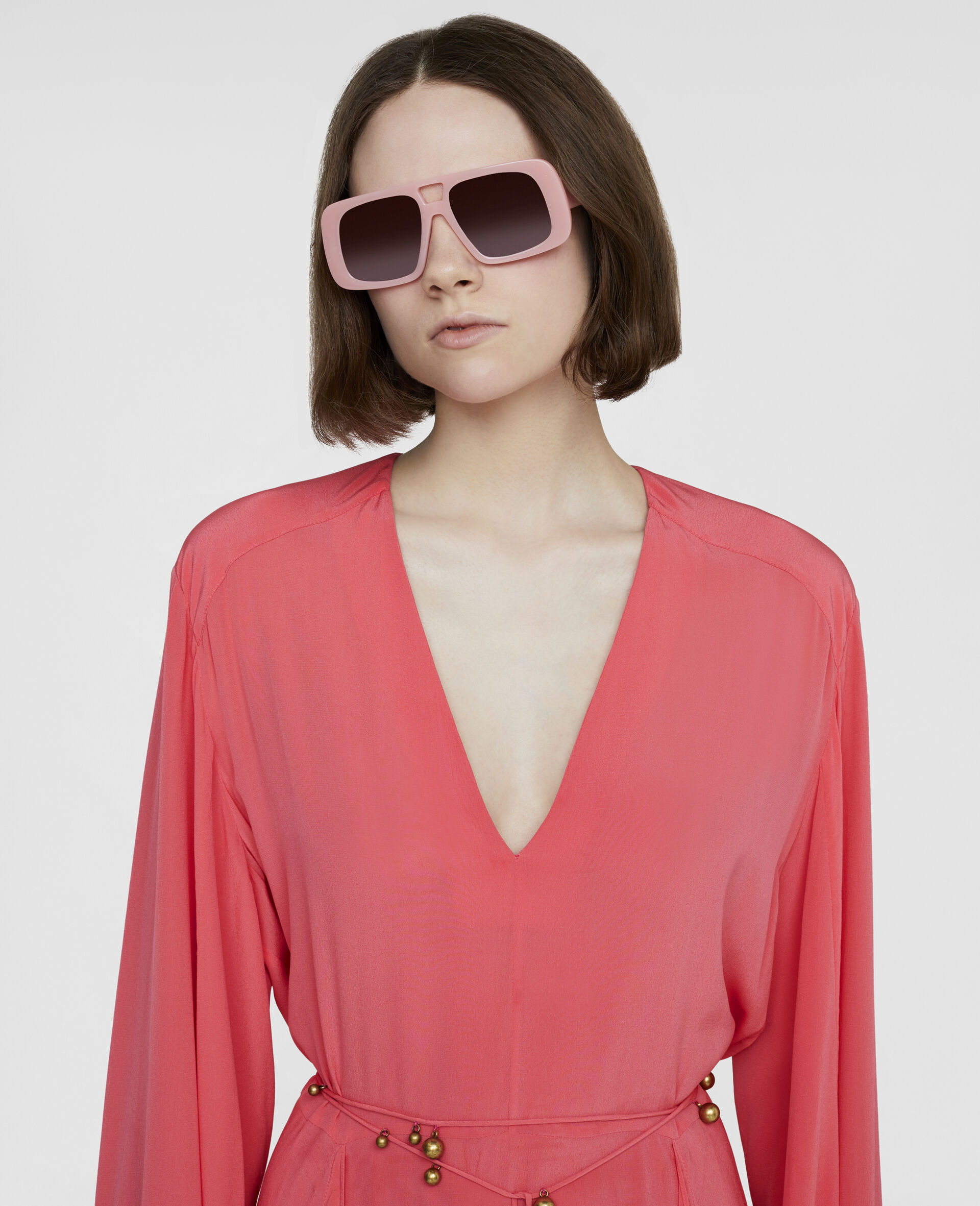 Women Shiny Milky Pink Logo Square Sunglasses Stella McCartney US