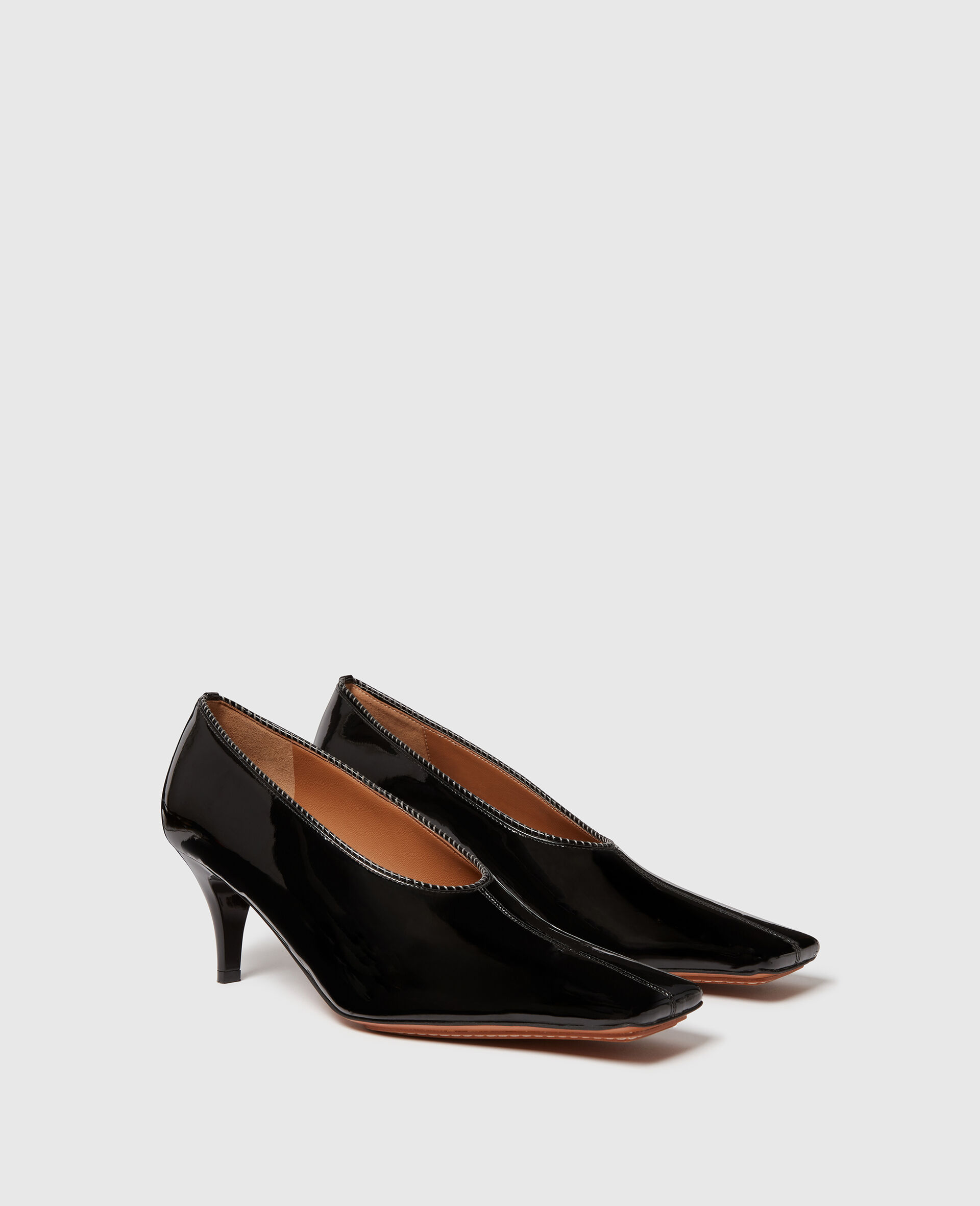 Square-Toe Patent Kitten Heels-Black-large image number 1