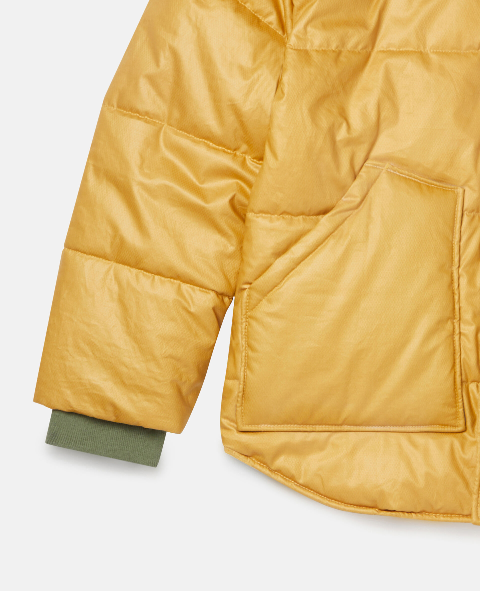 Waxed Cotton Teddy Puffer Jacket-Brown-large image number 1