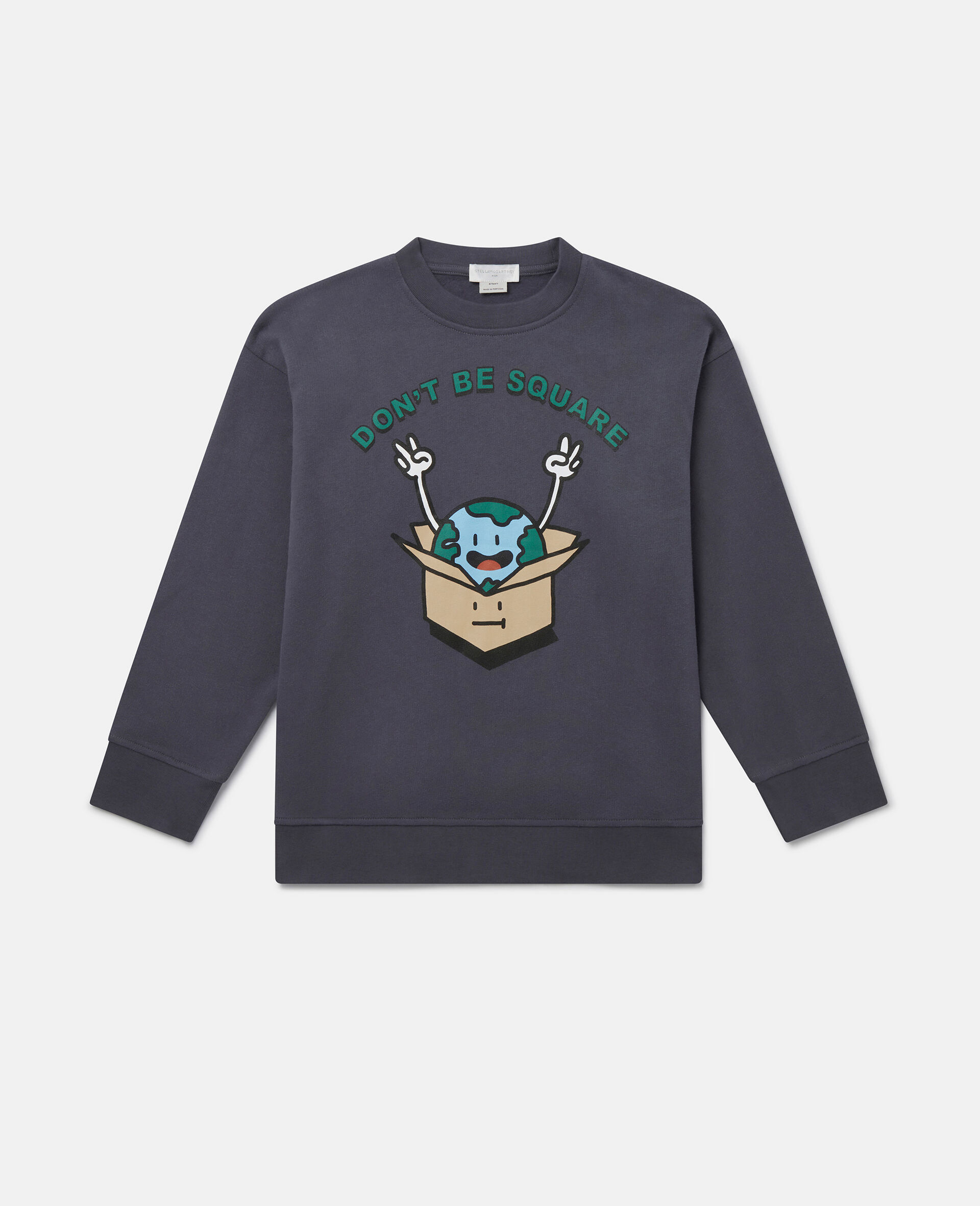 「Don't Be Square」スローガン スウェットシャツ-ブルー-large image number 0