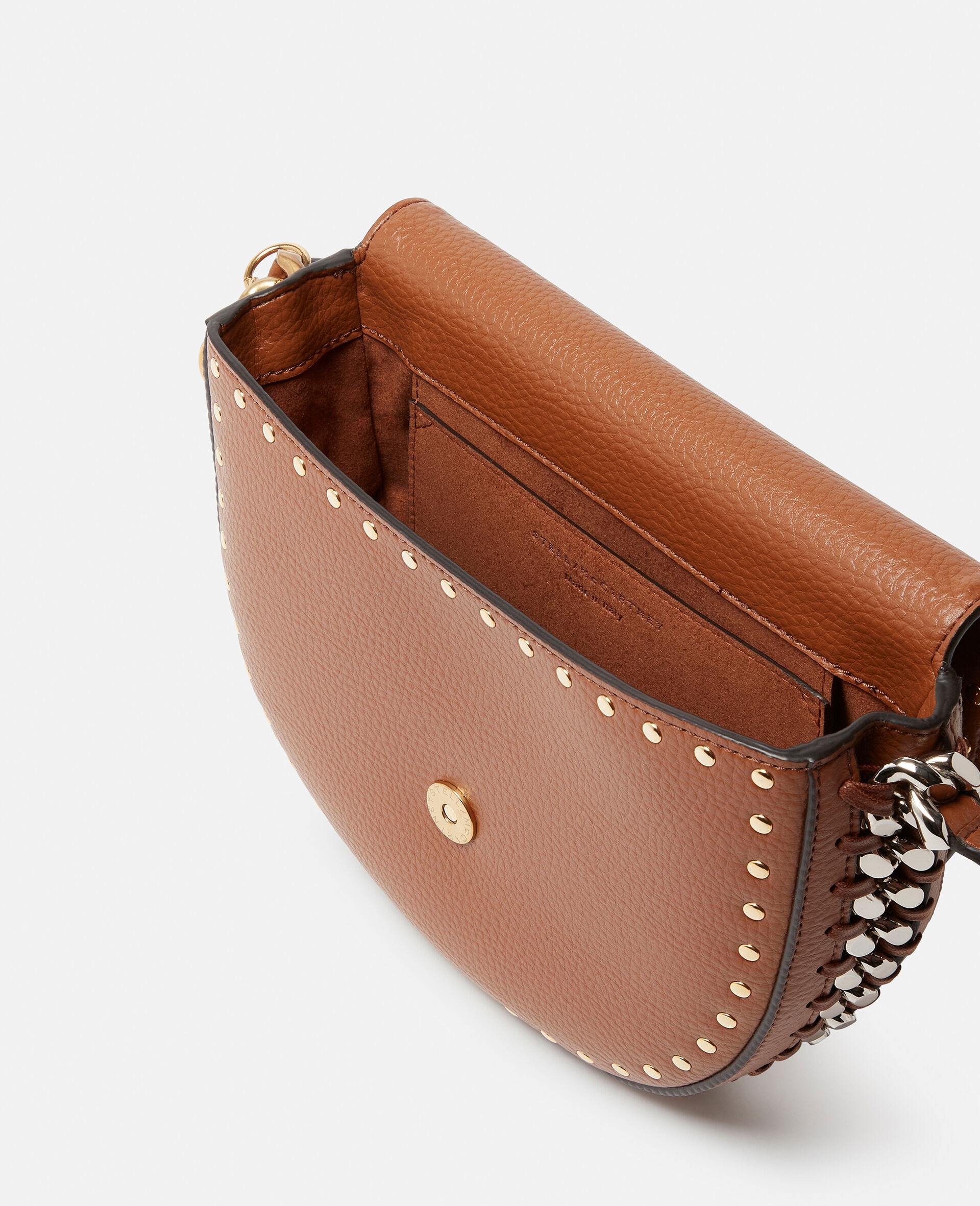 Frayme Studded Grainy Alter Mat Medium Flap Shoulder Bag-Brown-large image number 2