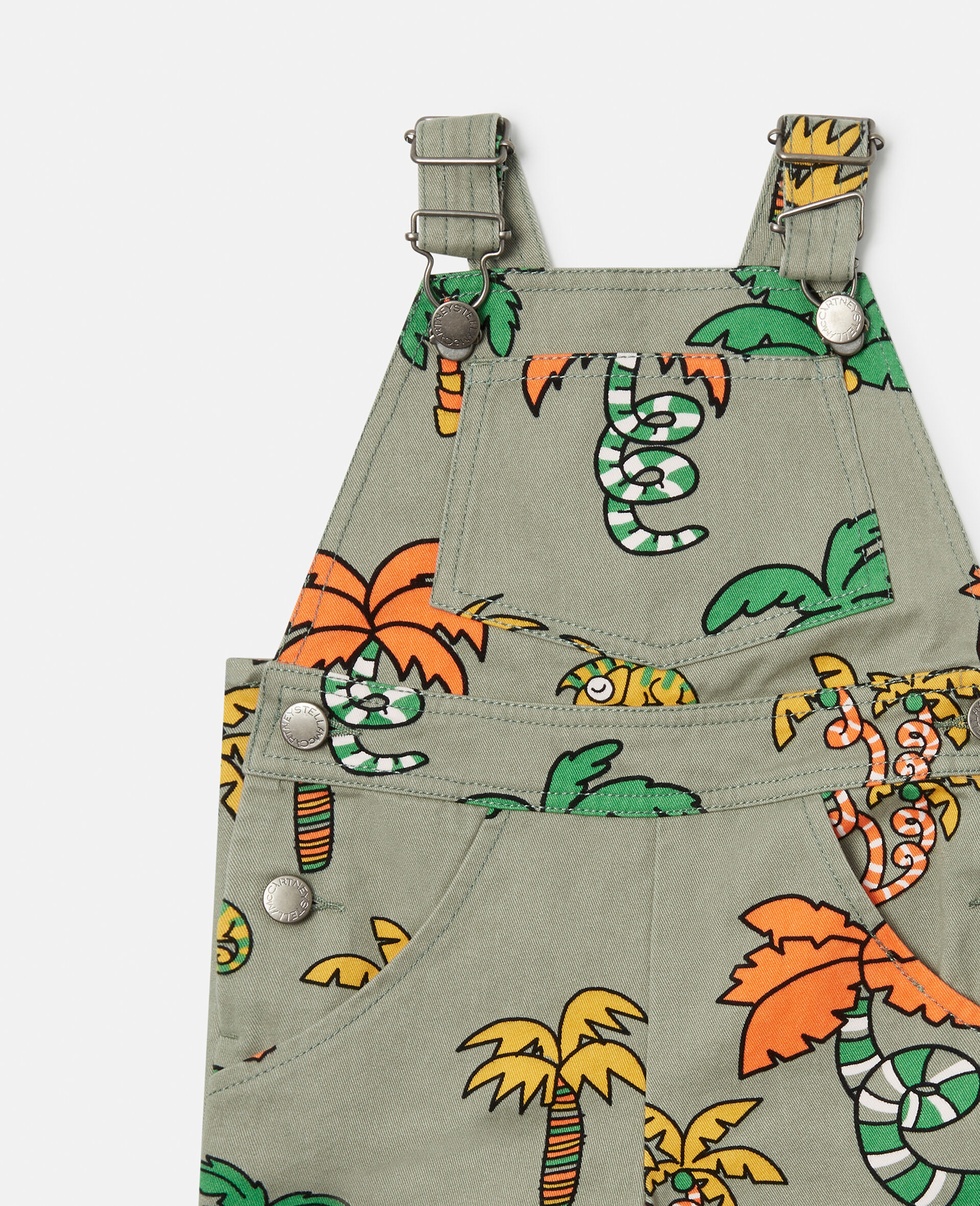 Palm Tree and Gecko Print Dungarees-Pink-large image number 1