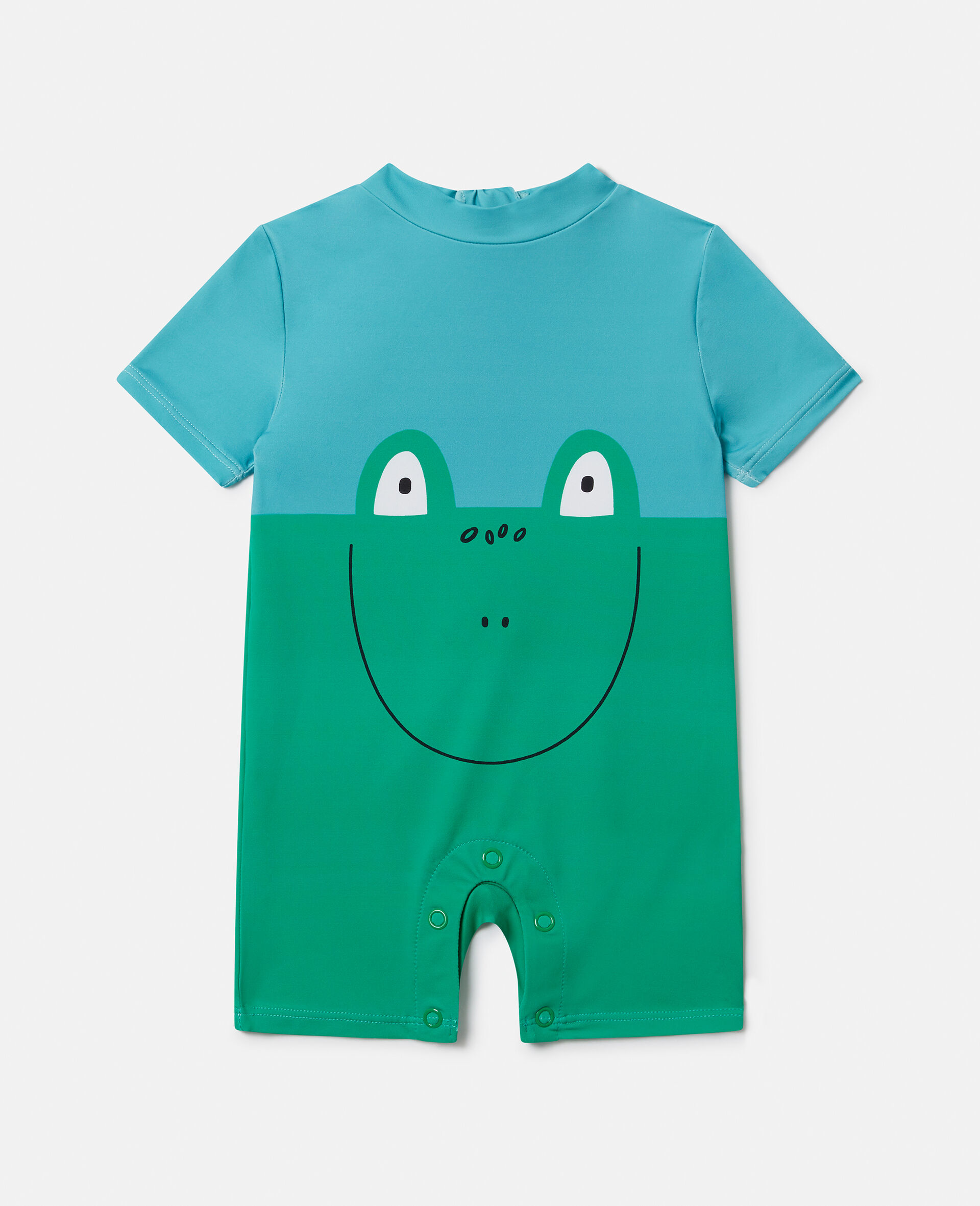 Frog Print Swimsuit-Blue-medium