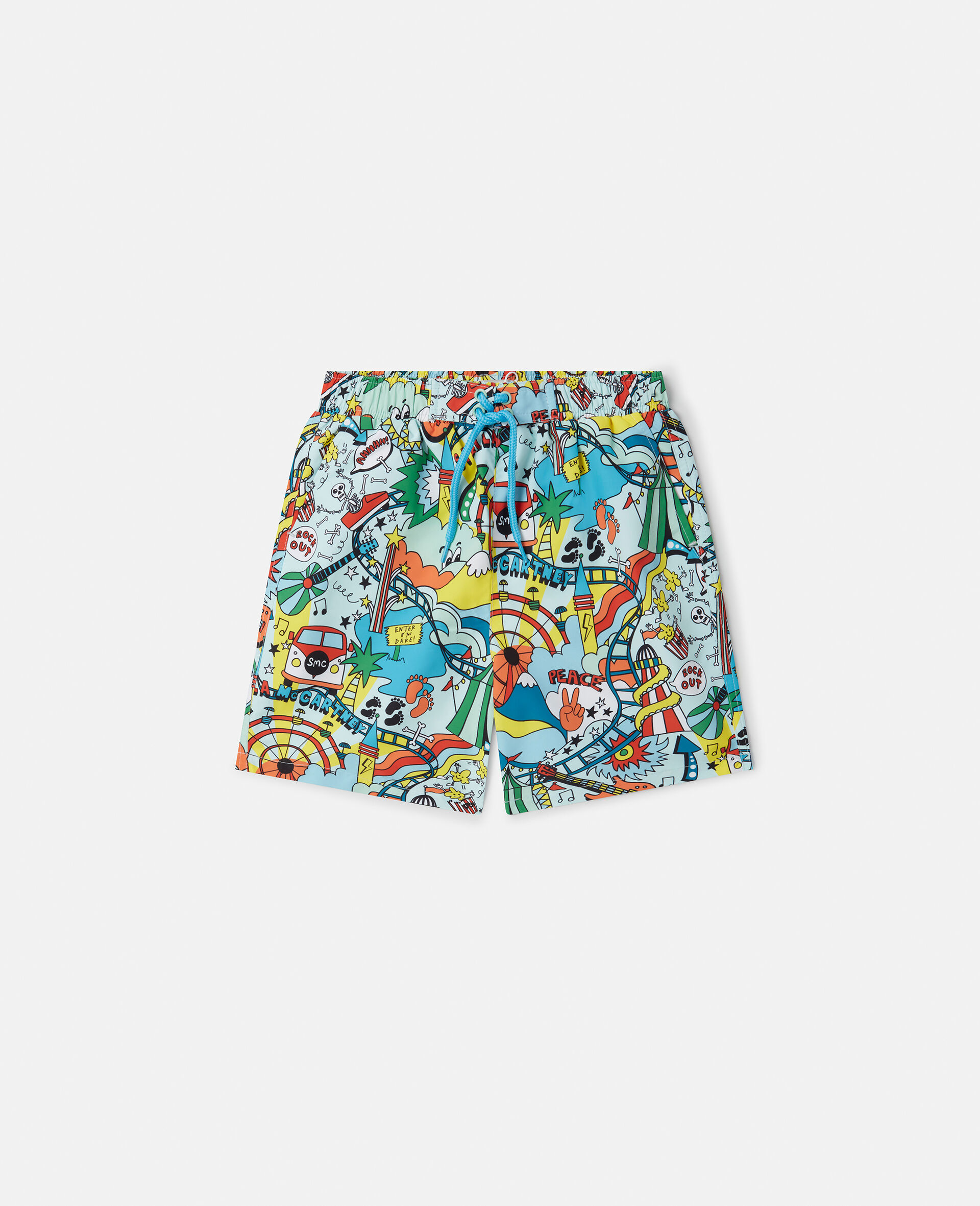 Rollercoaster Print Swim Shorts-Blue-large image number 0
