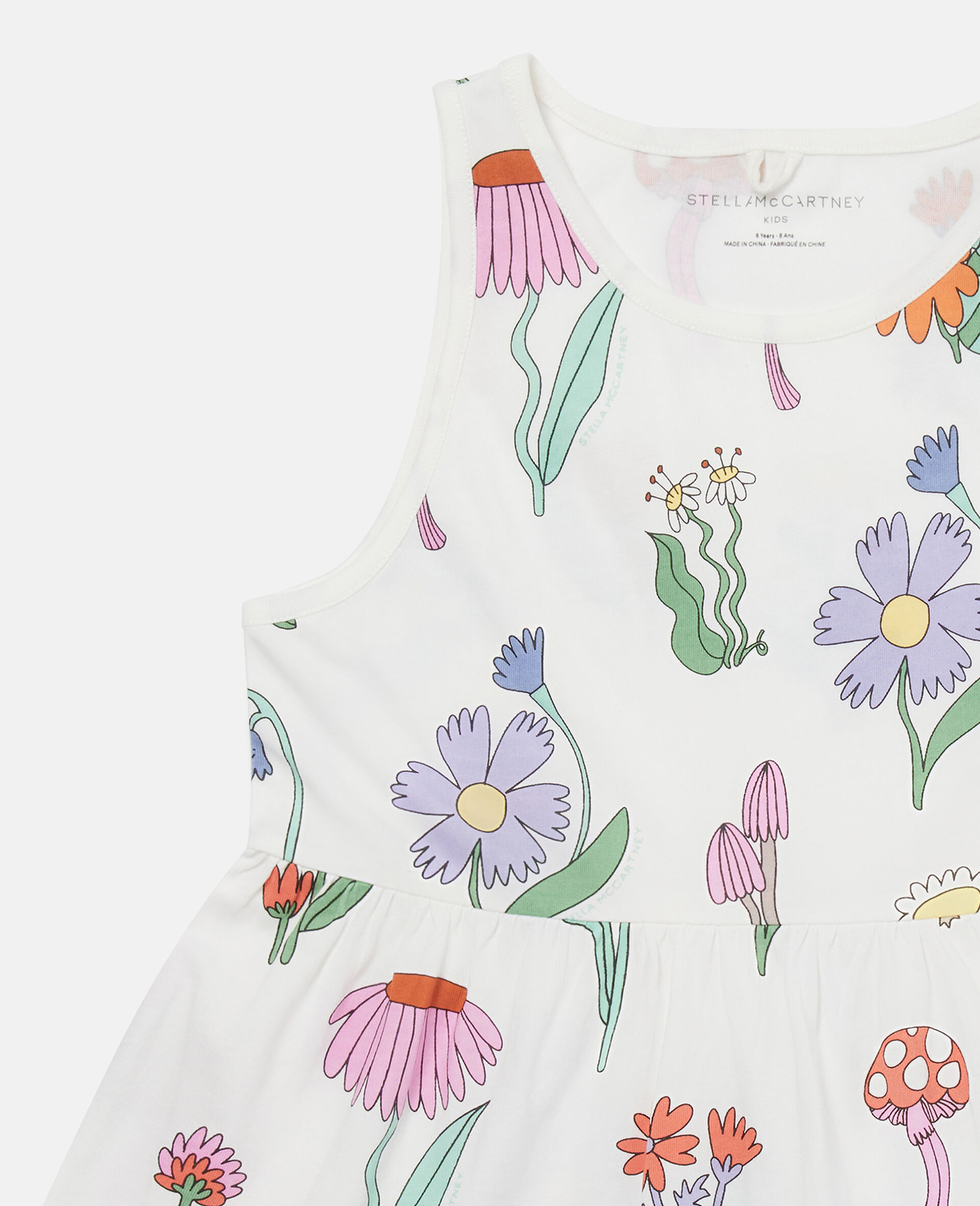 Woodland Print Sleeveless Dress-White-large image number 1